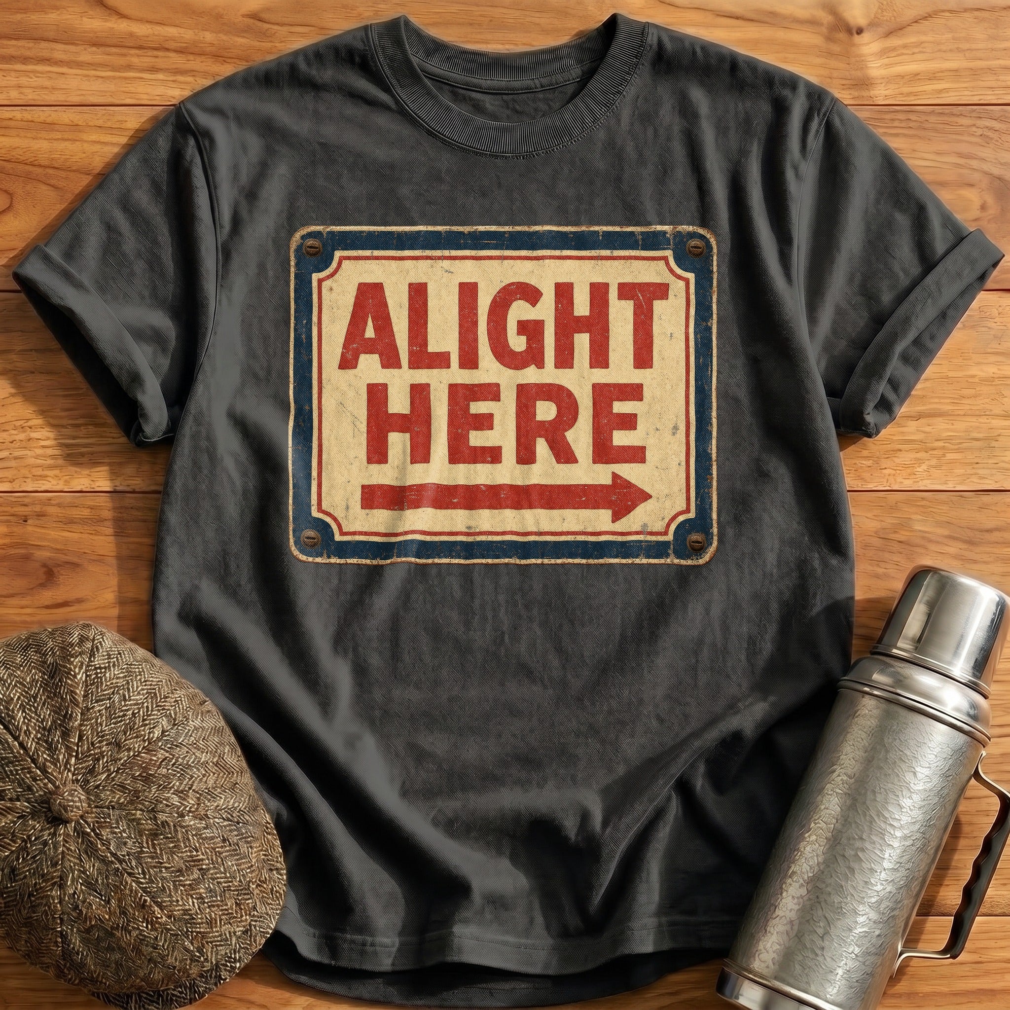 Alight Here T-Shirt - Charcoal