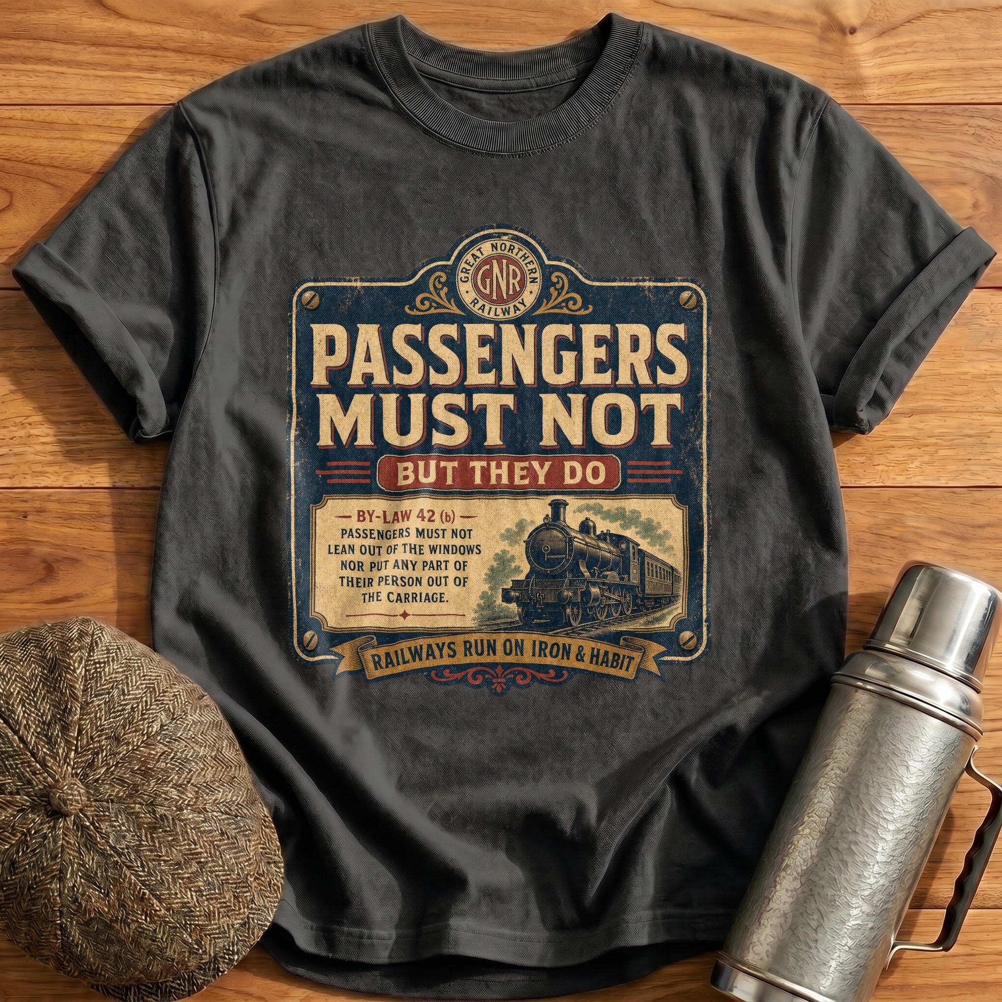 Passengers Must not T-Shirt - Charcoal