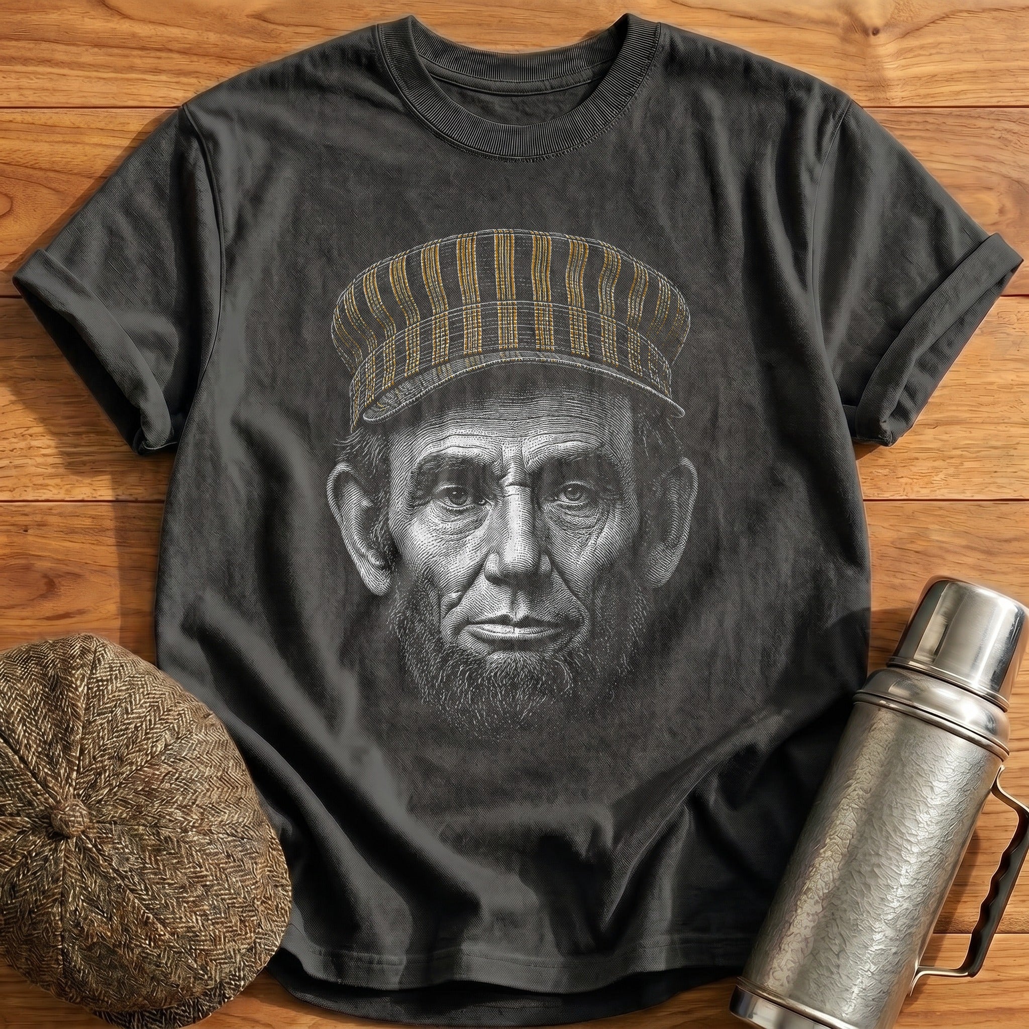 Abraham Lincoln Driver Muted Amber T-Shirt - Charcoal