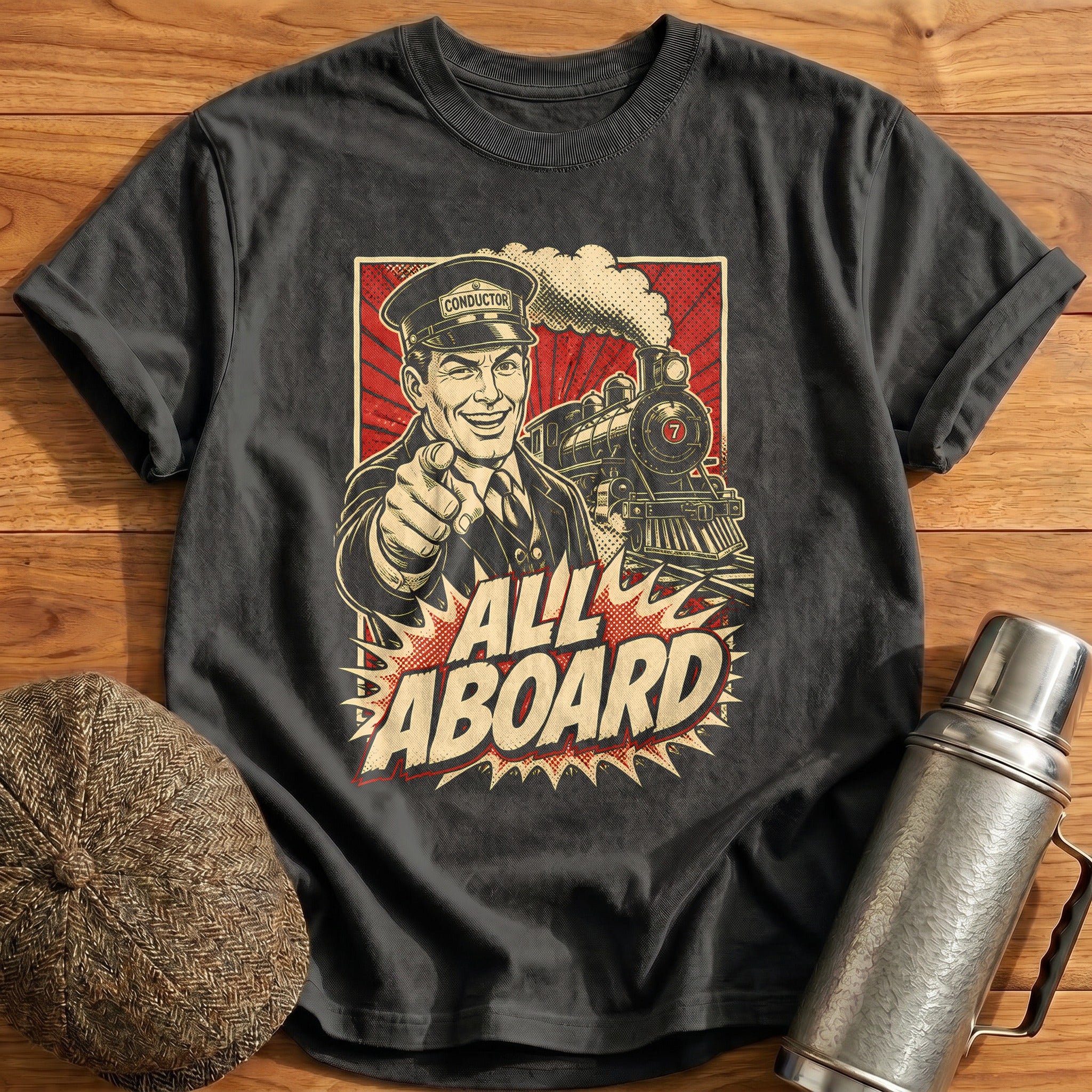All Aboard Conductor T-Shirt - Charcoal