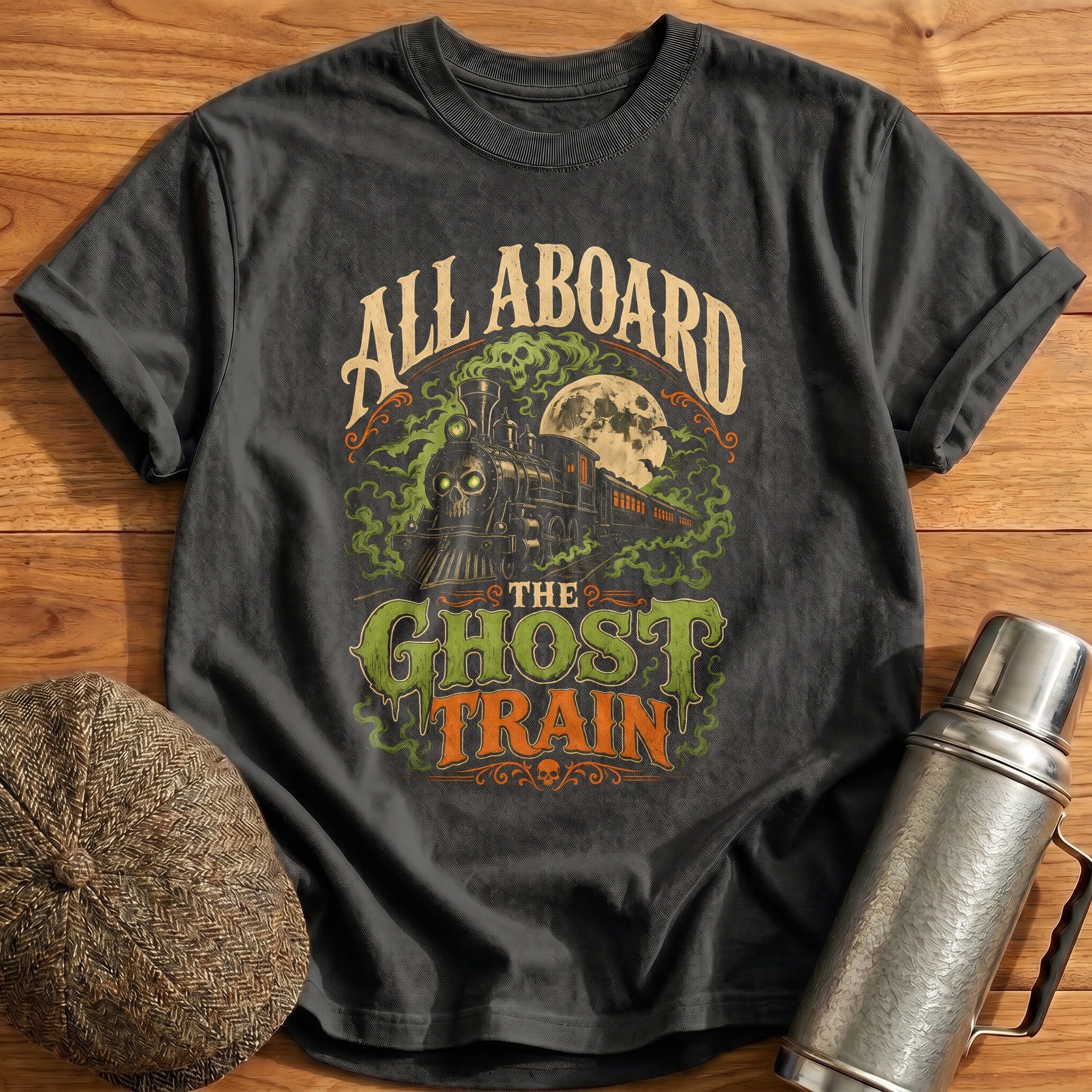 All Aboard The Ghost Train T-Shirt - Charcoal