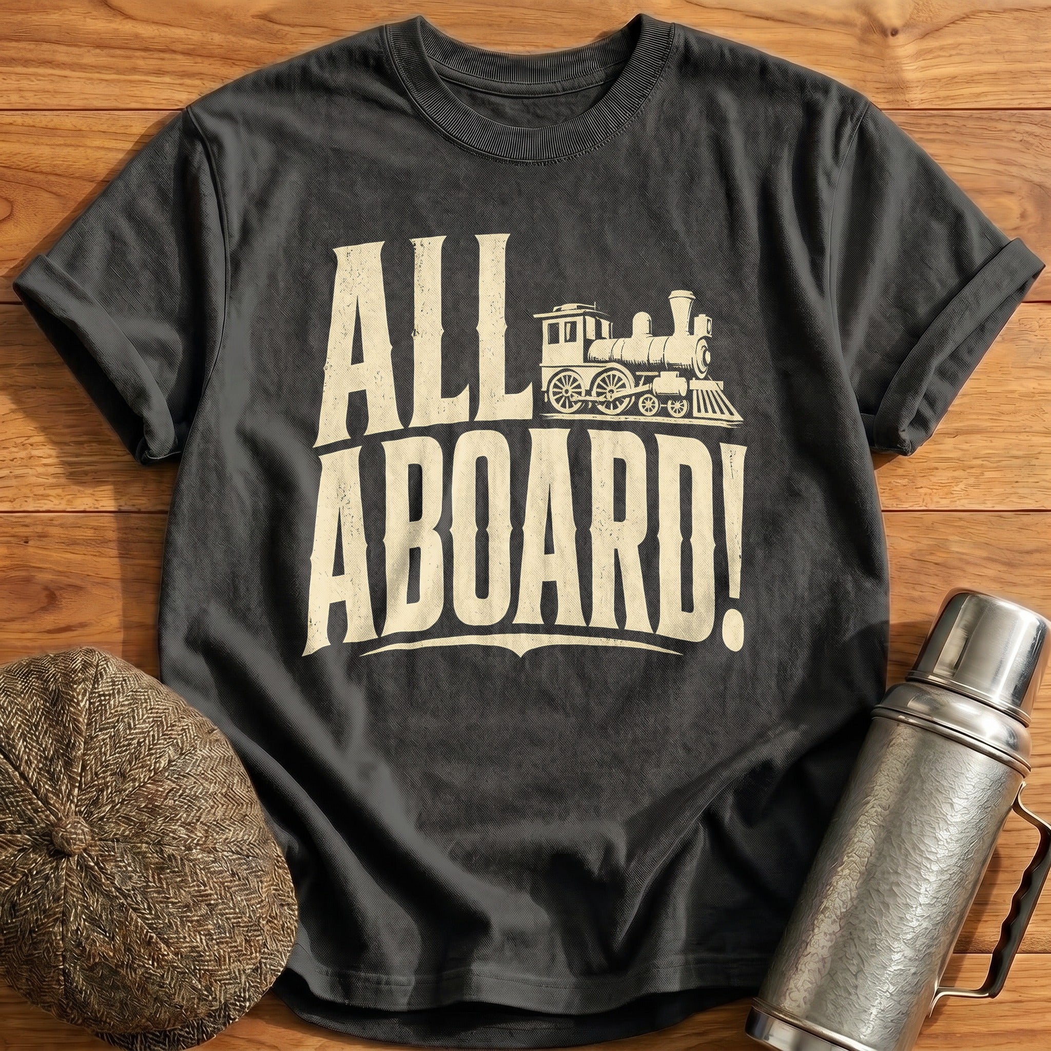 All Aboard Train Enthusiast Vintage - Charcoal