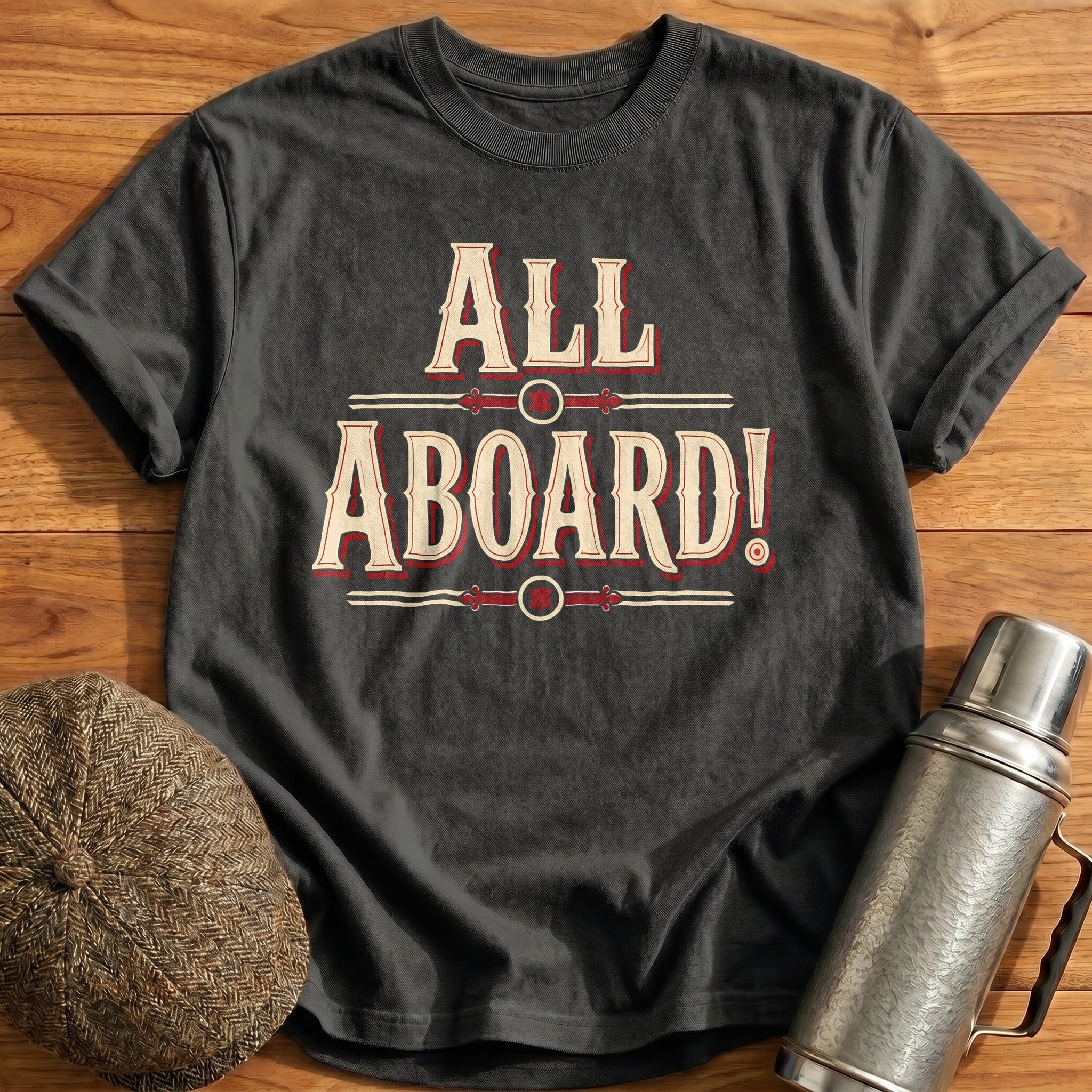 All Aboard Train Vintage - Charcoal