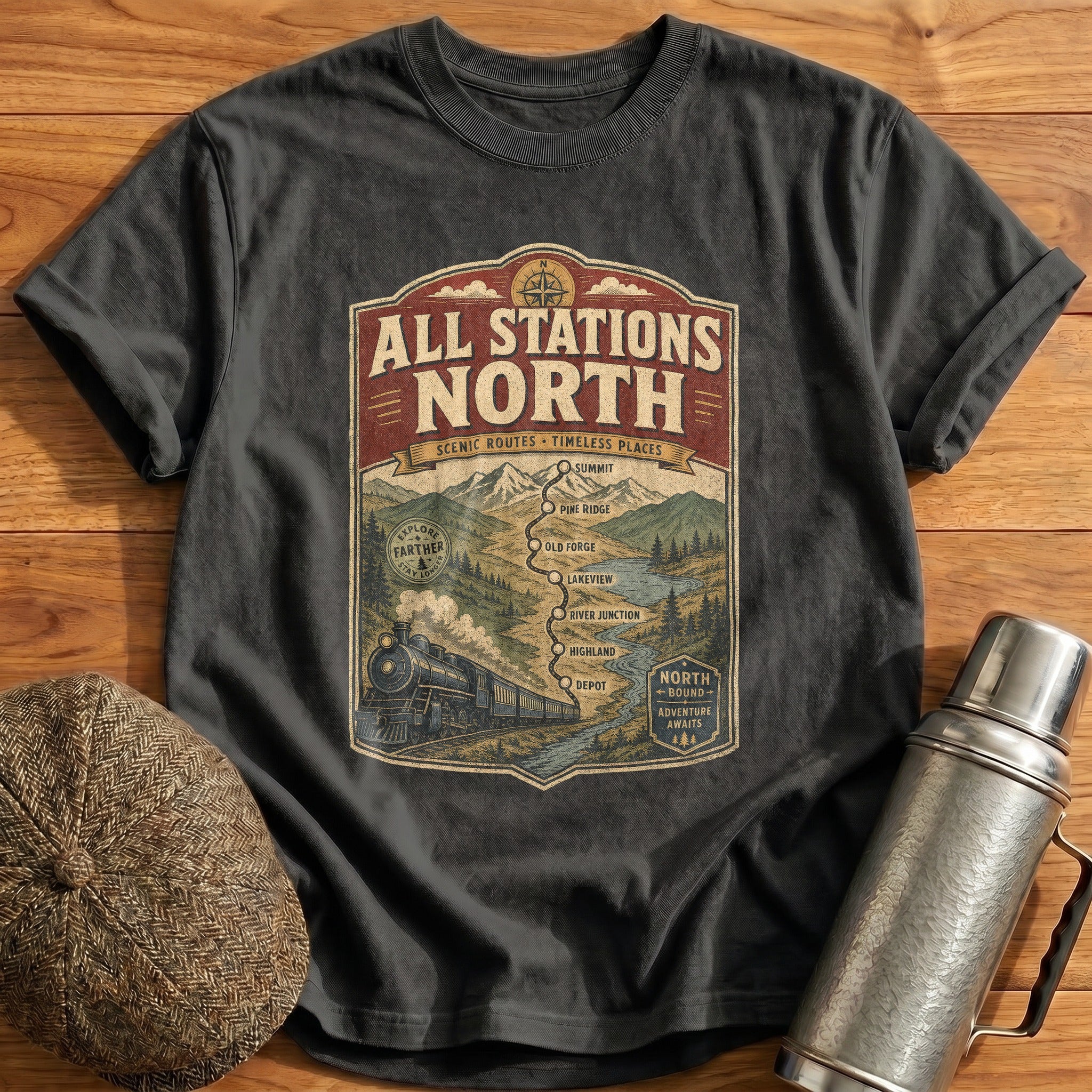 All Stations North T-Shirt - Charcoal