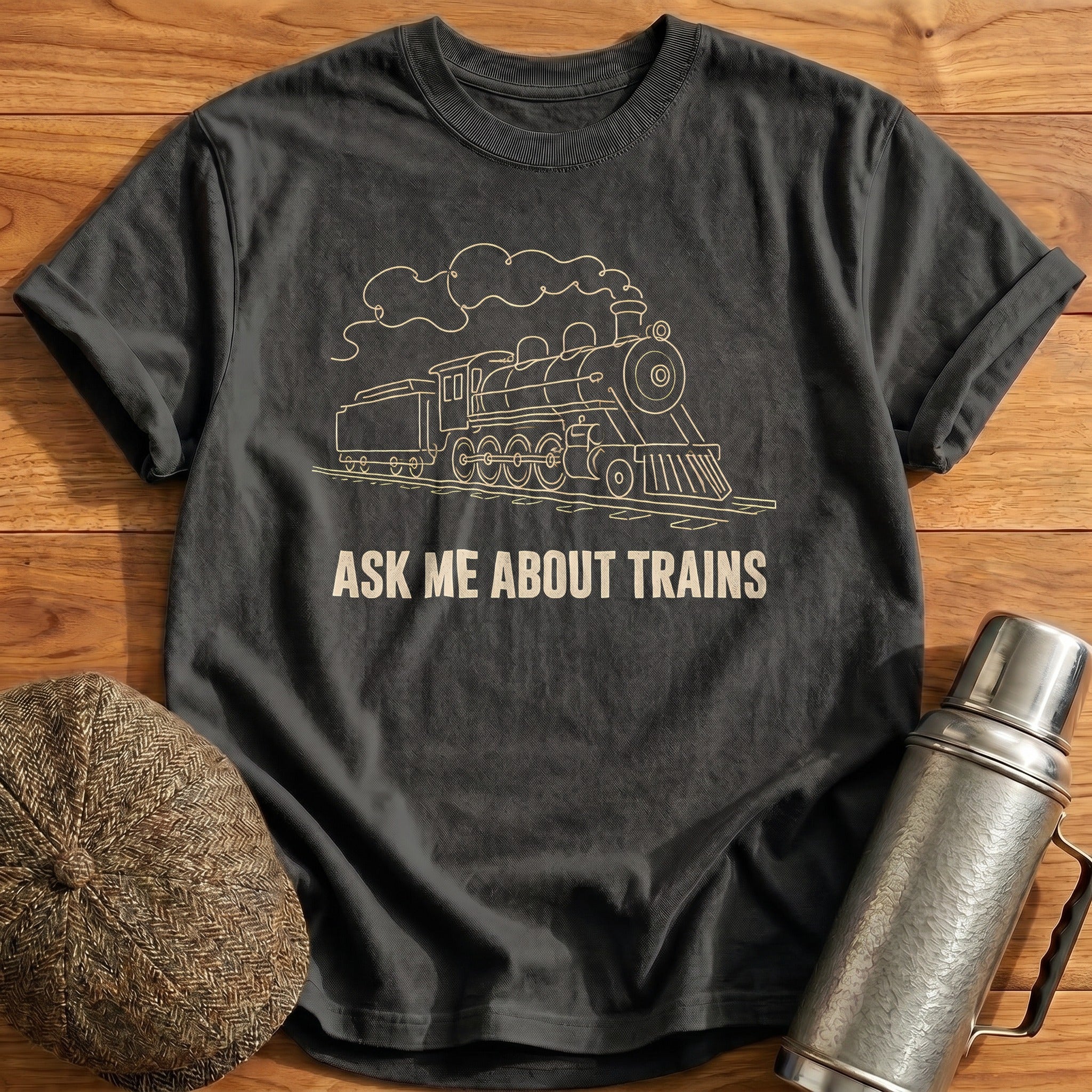 Ask Me About Trains 97 T-Shirt - Charcoal