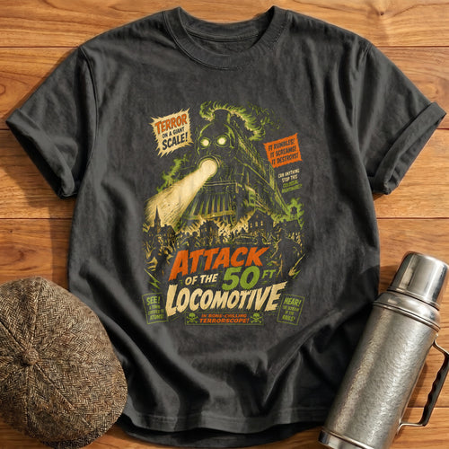Attack Of The 50 Ft Locomotive T-Shirt - Charcoal