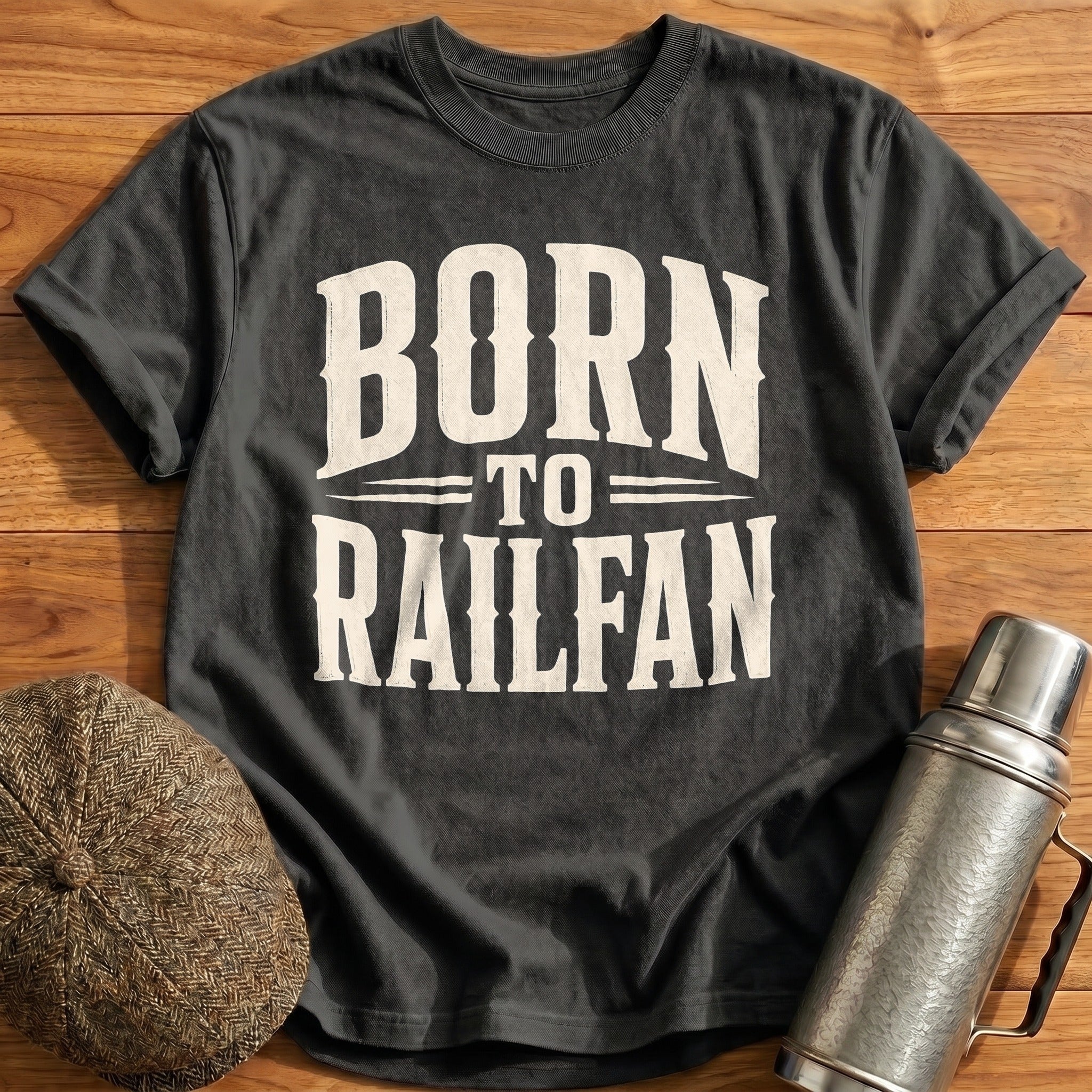 Born To Railfan Train Enthusiast - Charcoal