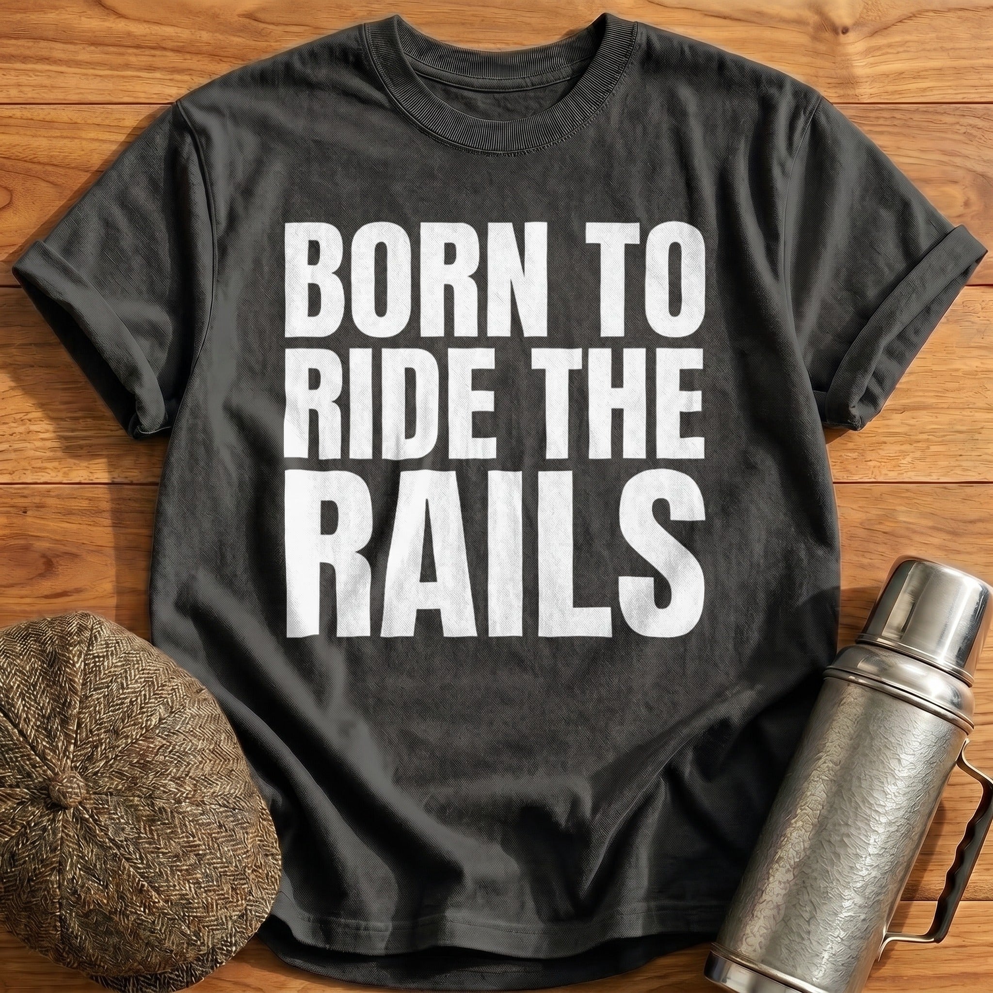 Born To Ride The Rails II T-Shirt - Charcoal