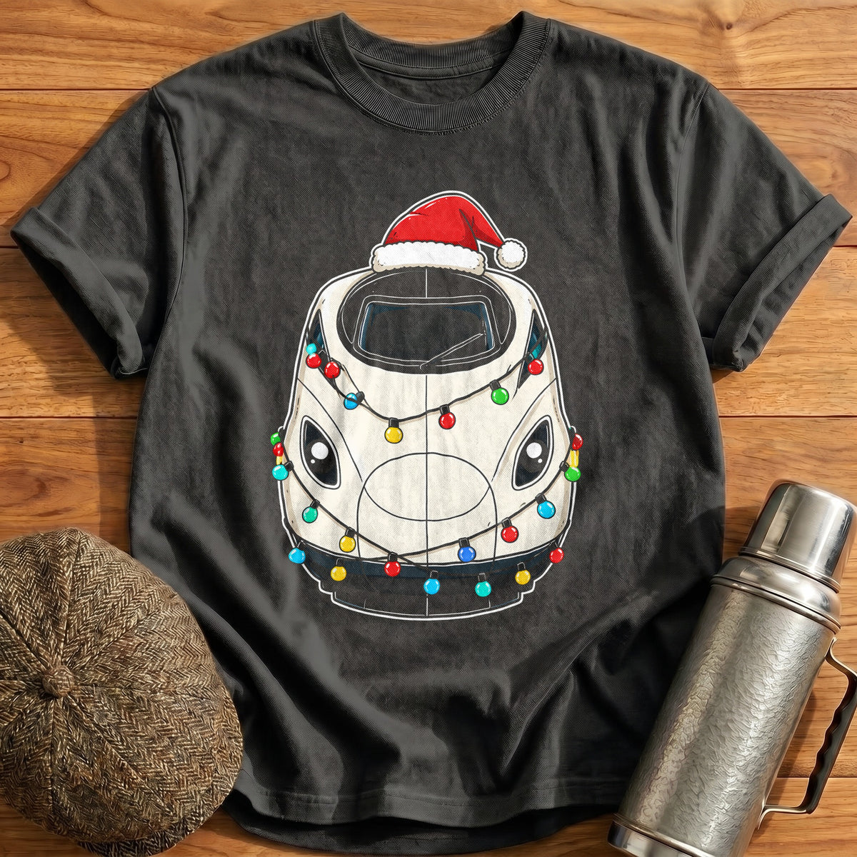 Bullet Train Christmas Lights 33 T-Shirt - Charcoal
