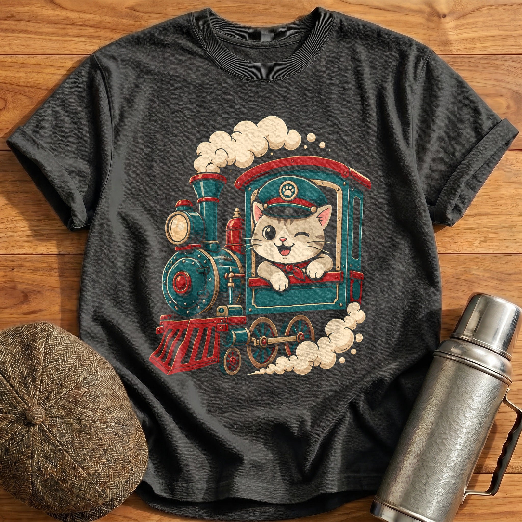 Captain Whiskers T-Shirt - Charcoal