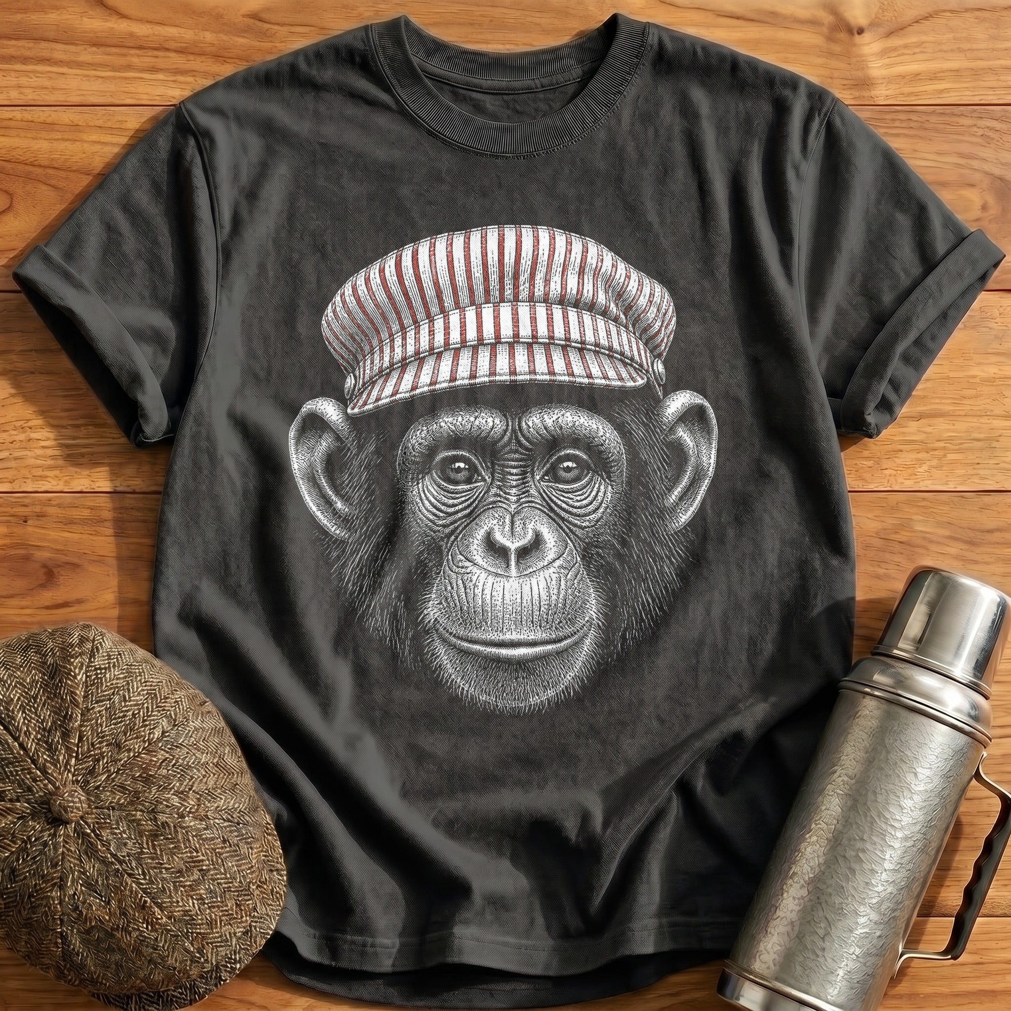 Chimp Engineer Muted Red T-Shirt - Charcoal