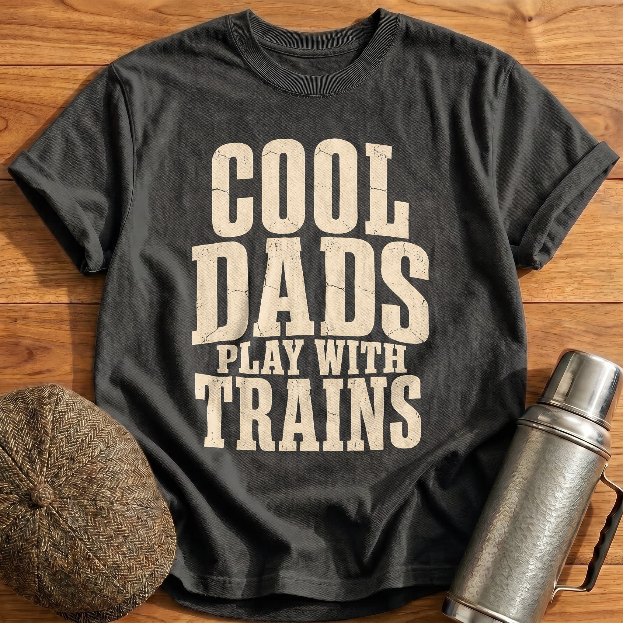 Cool Dads Play With Trains Father Railroad - Charcoal