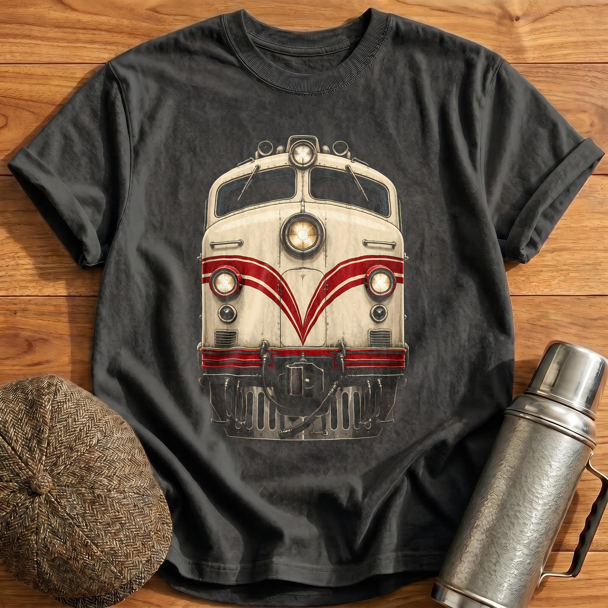 Cream & Crimson T-Shirt - Charcoal