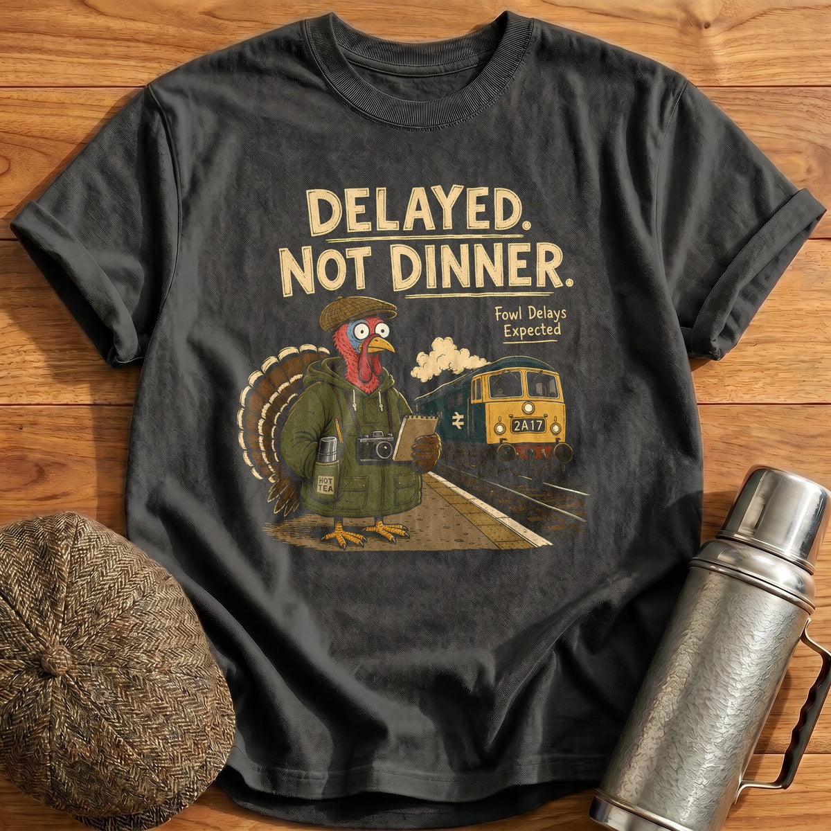 Delayed Not Dinner Fowl Delays Expected 1 T-Shirt - Charcoal