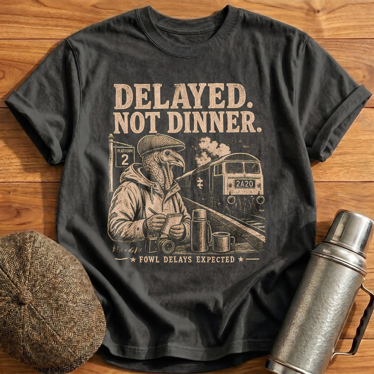 Delayed Not Dinner Fowl Delays Expected 13 T-Shirt - Charcoal