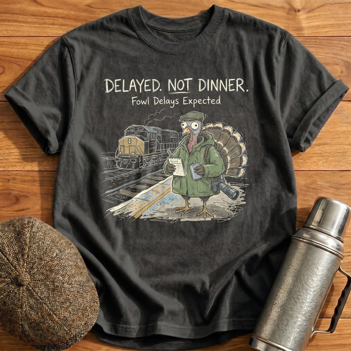 Delayed Not Dinner Fowl Delays Expected 5 T-Shirt - Charcoal