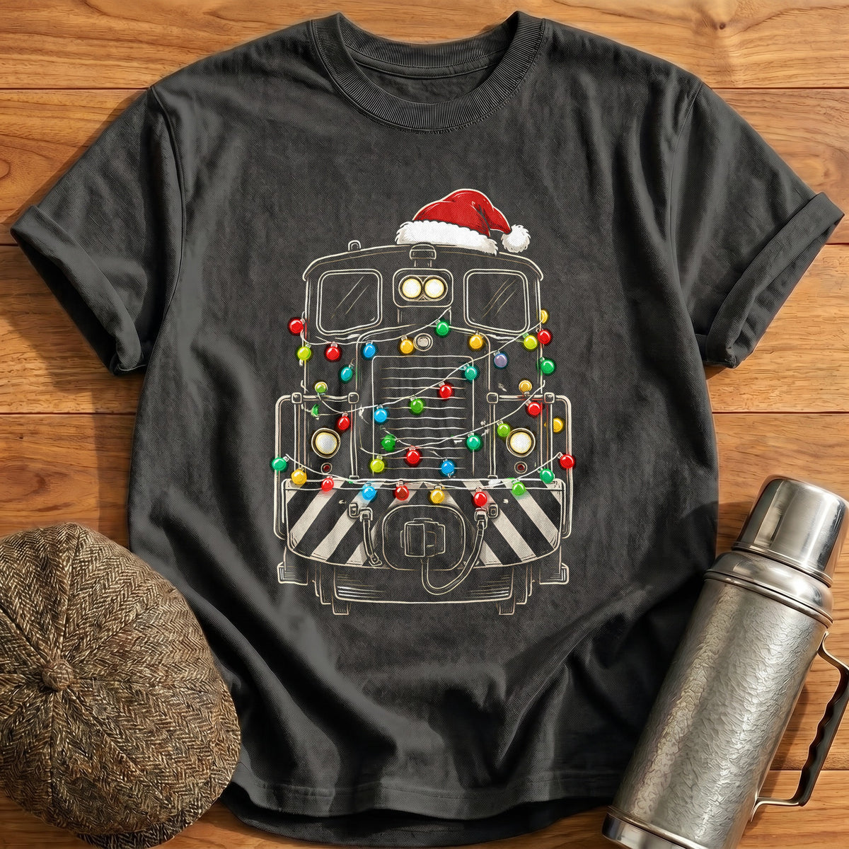 Diesel Shunter Christmas Lights 55 T-Shirt - Charcoal