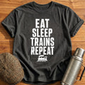 Eat Sleep Trains 64 T-Shirt - Charcoal