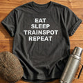 Eat Sleep Trainspot Repeat T-Shirt - Charcoal
