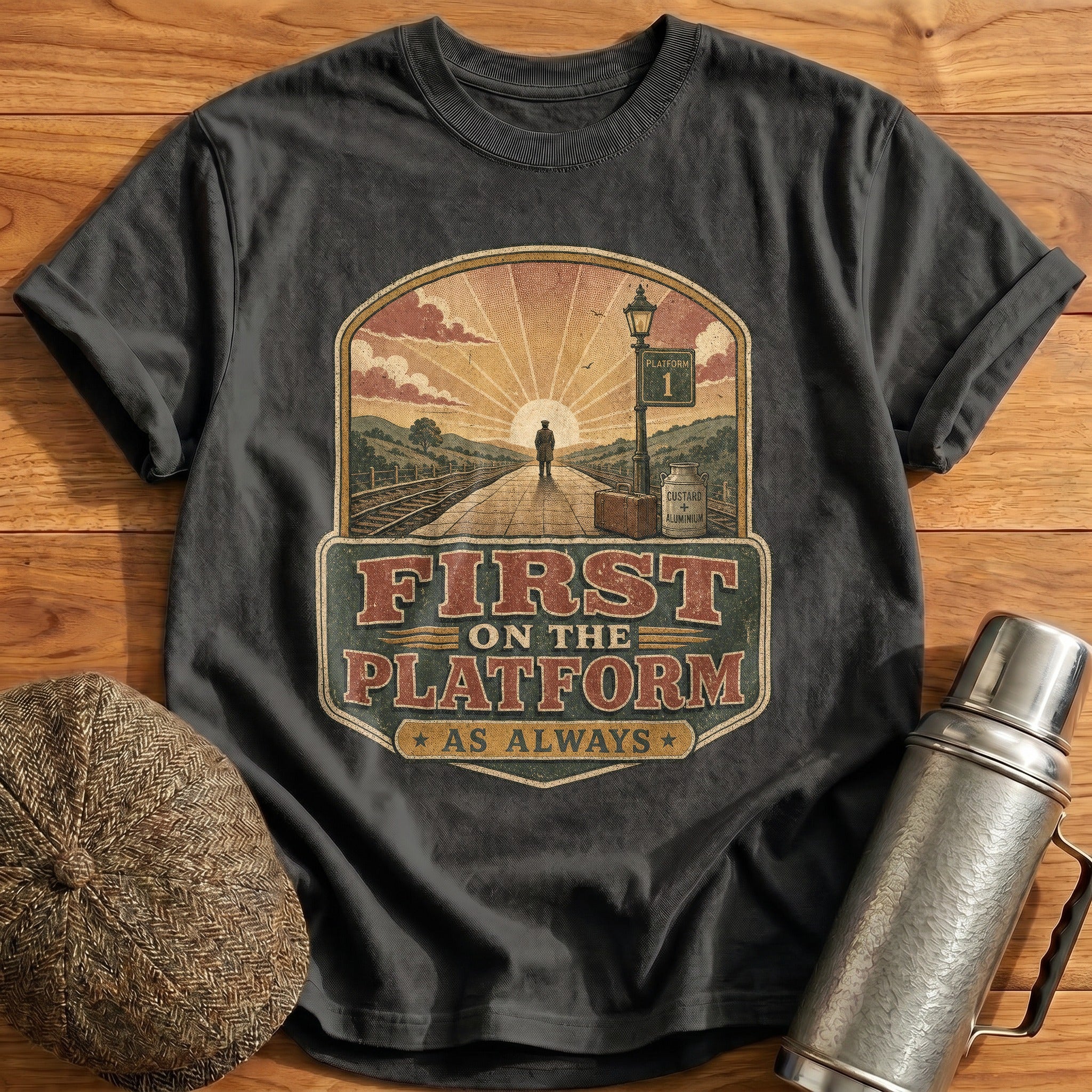 First on the Platform T-Shirt - Charcoal