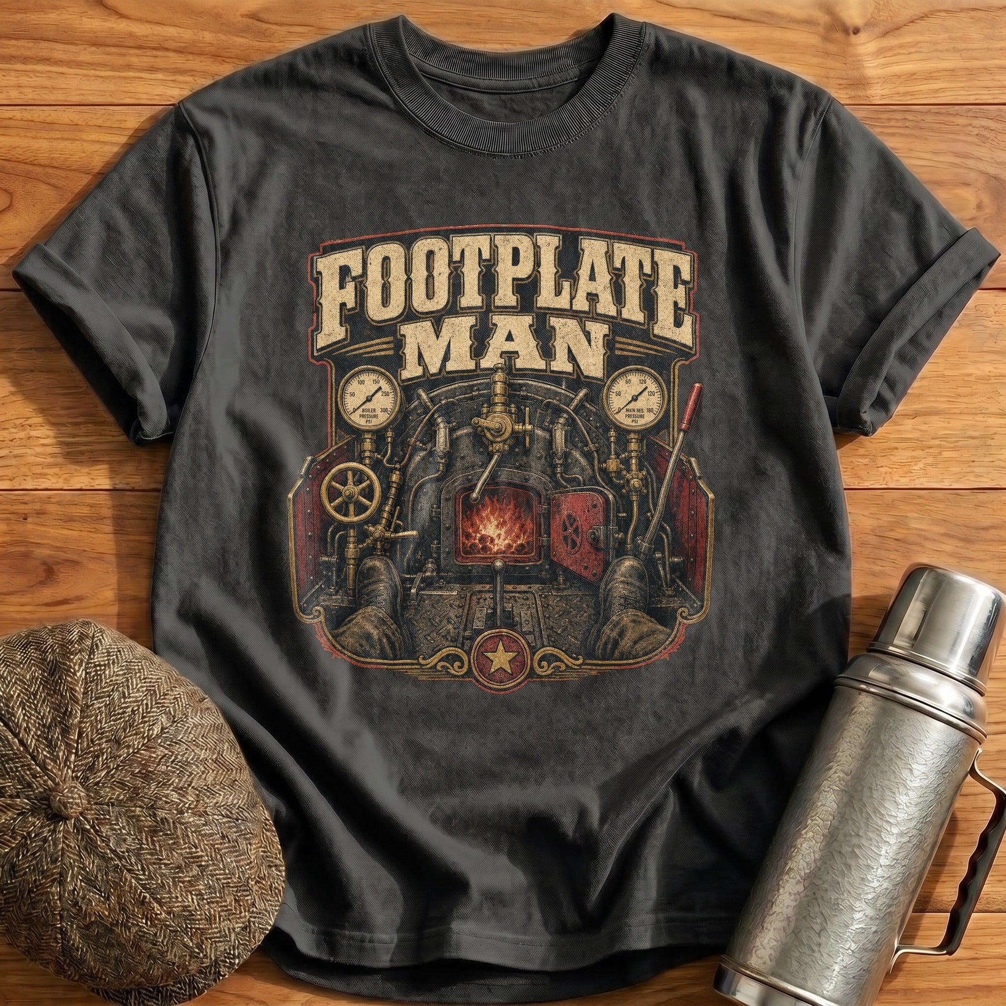 Footplate Man T-Shirt - Charcoal