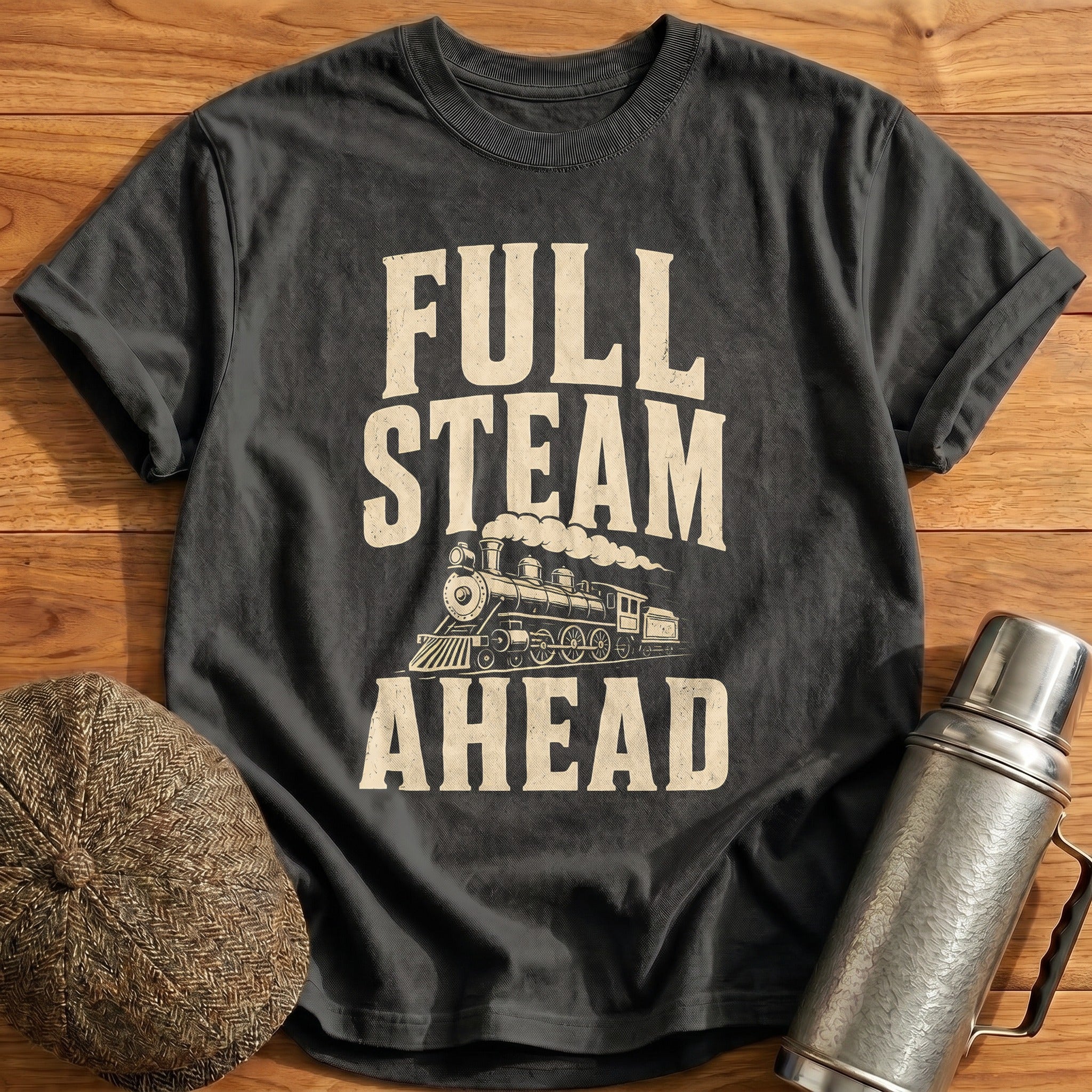 Full Steam Ahead Steam Locomotive Train - Charcoal