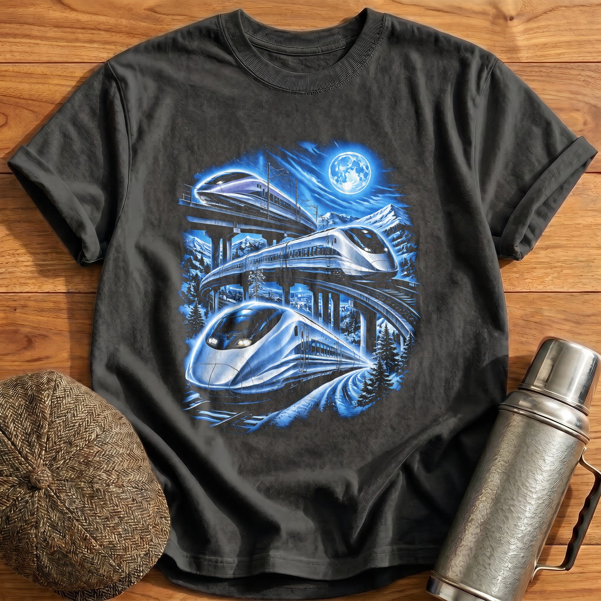 Futuristic Train Lover Night Sky - Charcoal
