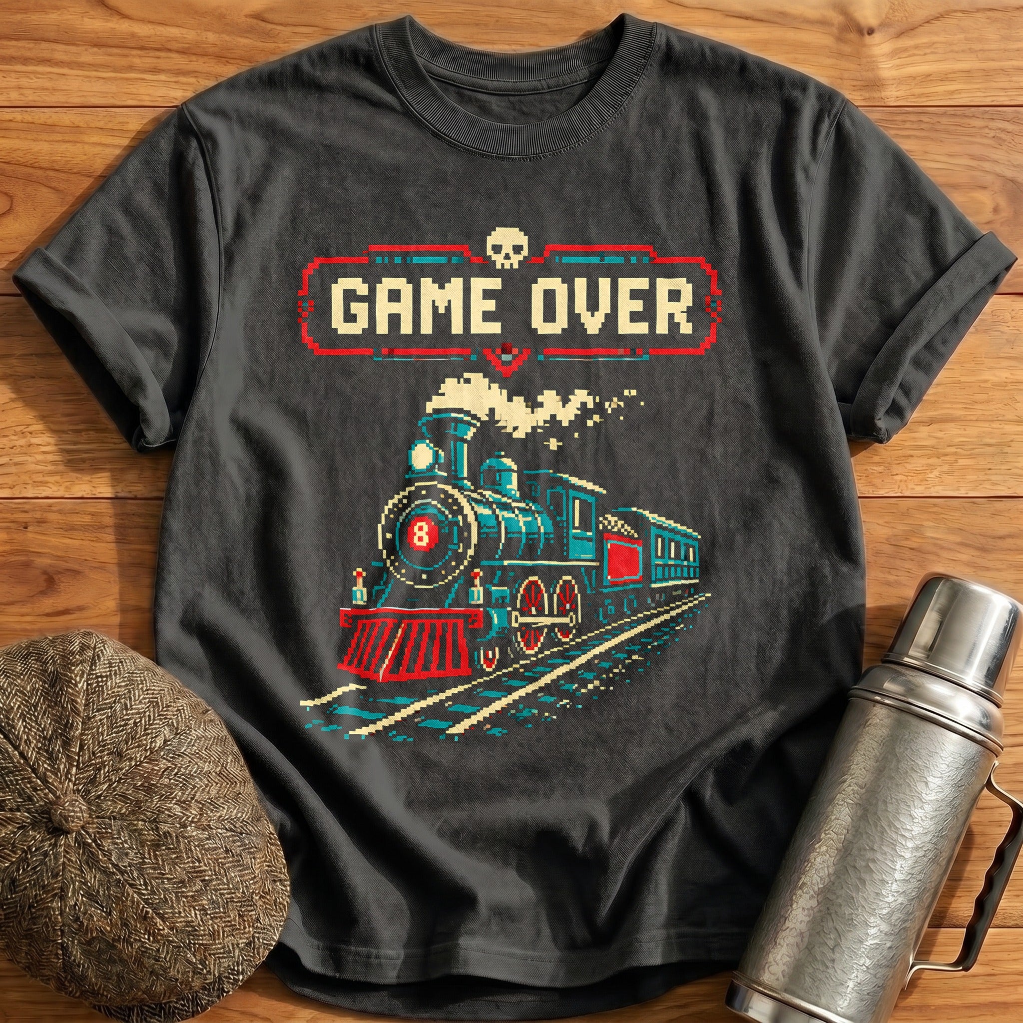 Game Over Steam T-Shirt - Charcoal