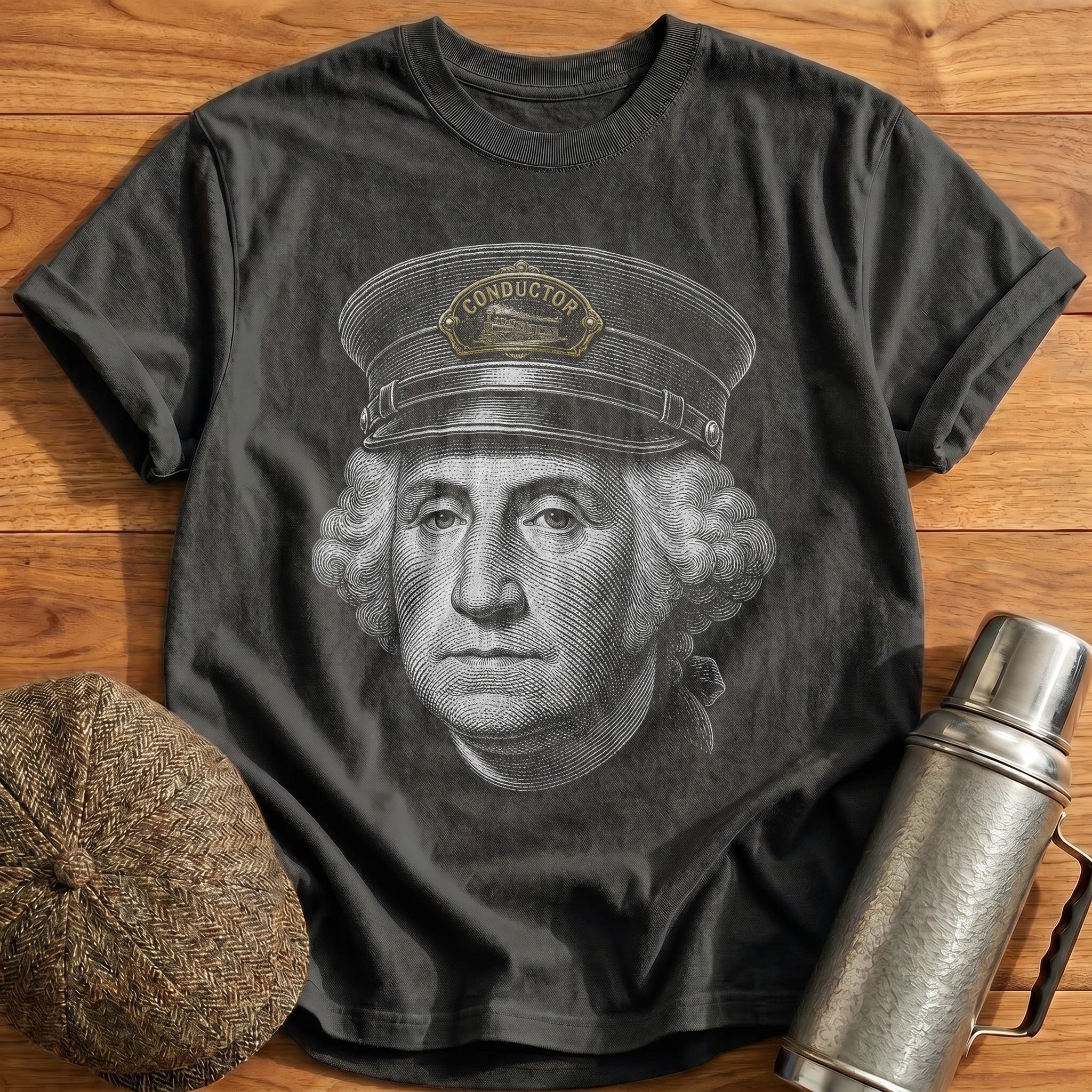 George Washington Conductor T-Shirt - Charcoal