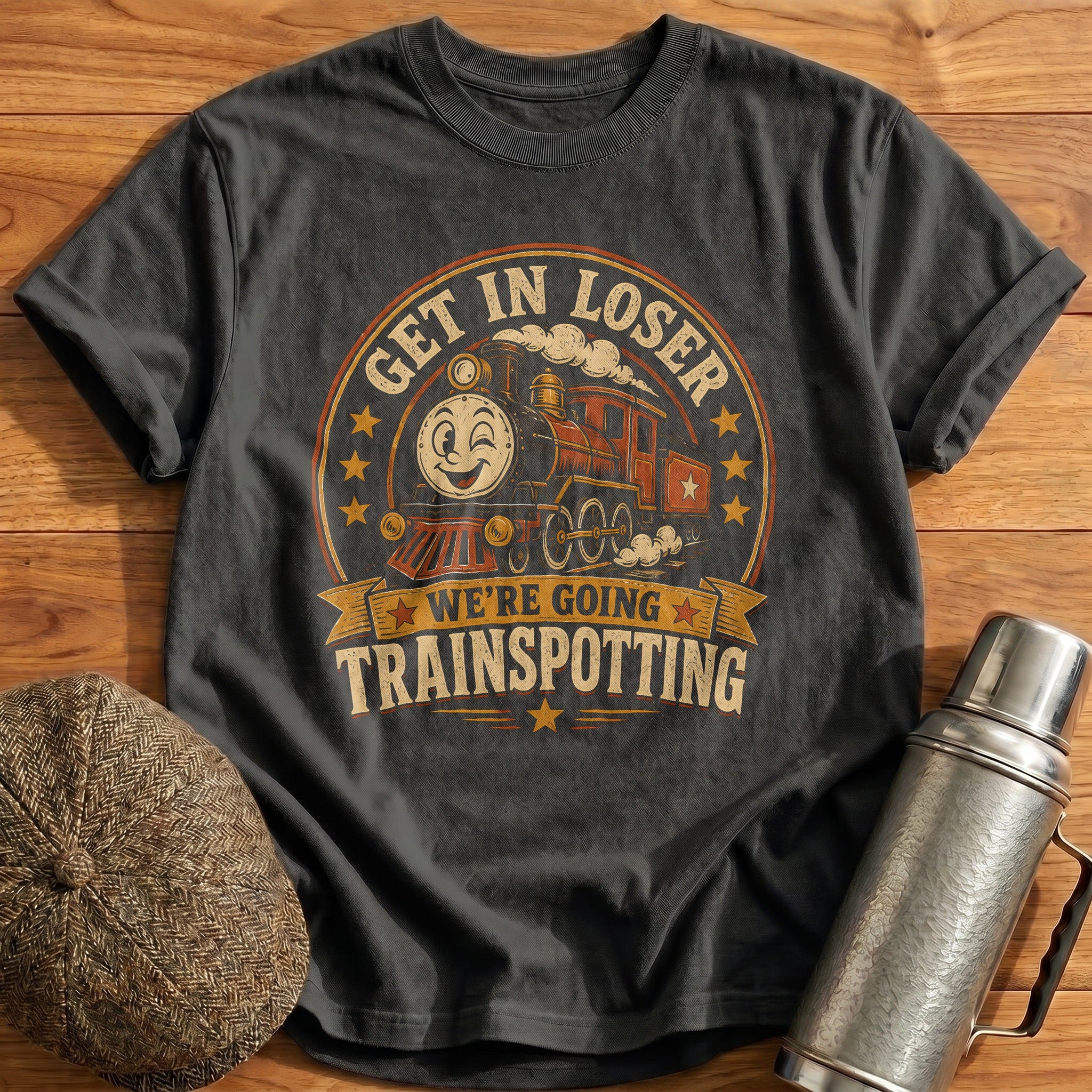 Get In Loser We're Going Trainspotting Train 3 - Charcoal