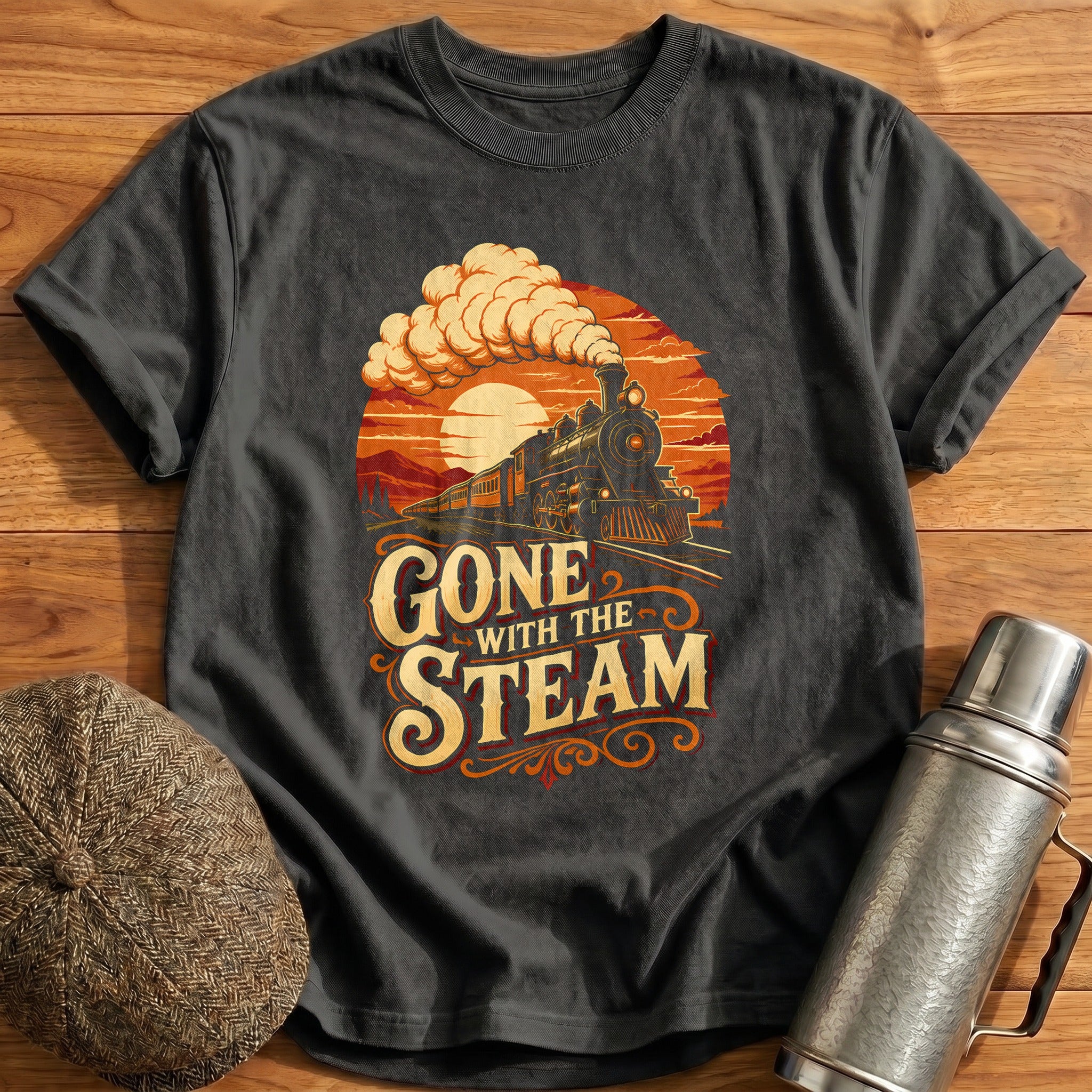 Gone With The Steam 68 T-Shirt - Charcoal