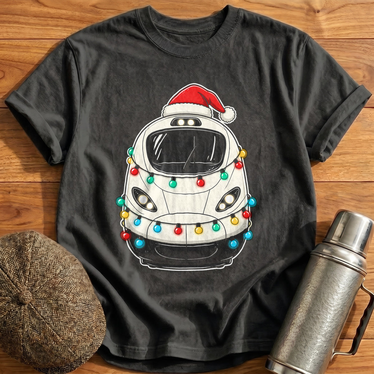 High Speed Train Christmas Lights 67 T-Shirt - Charcoal