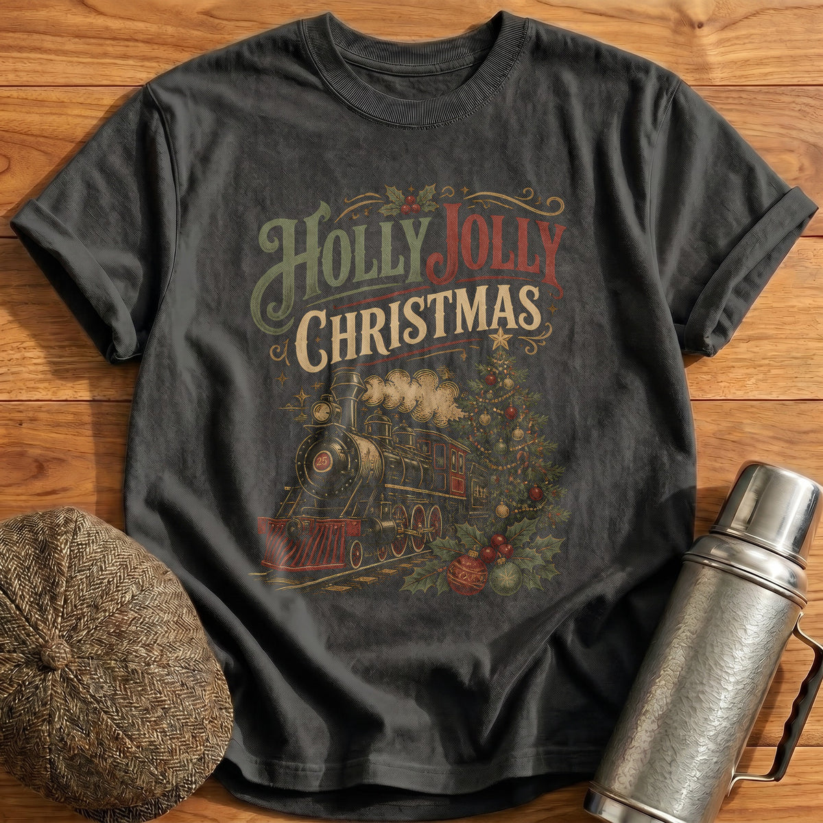 Holly Jolly Christmas 74 T-Shirt - Charcoal