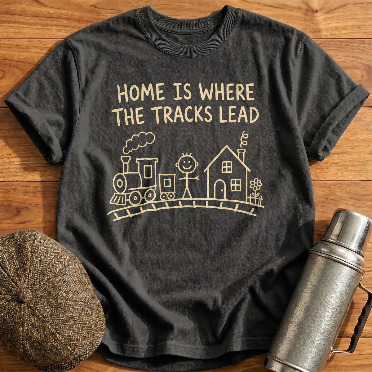 Home Is Where The Tracks Lead 54 T-Shirt - Charcoal