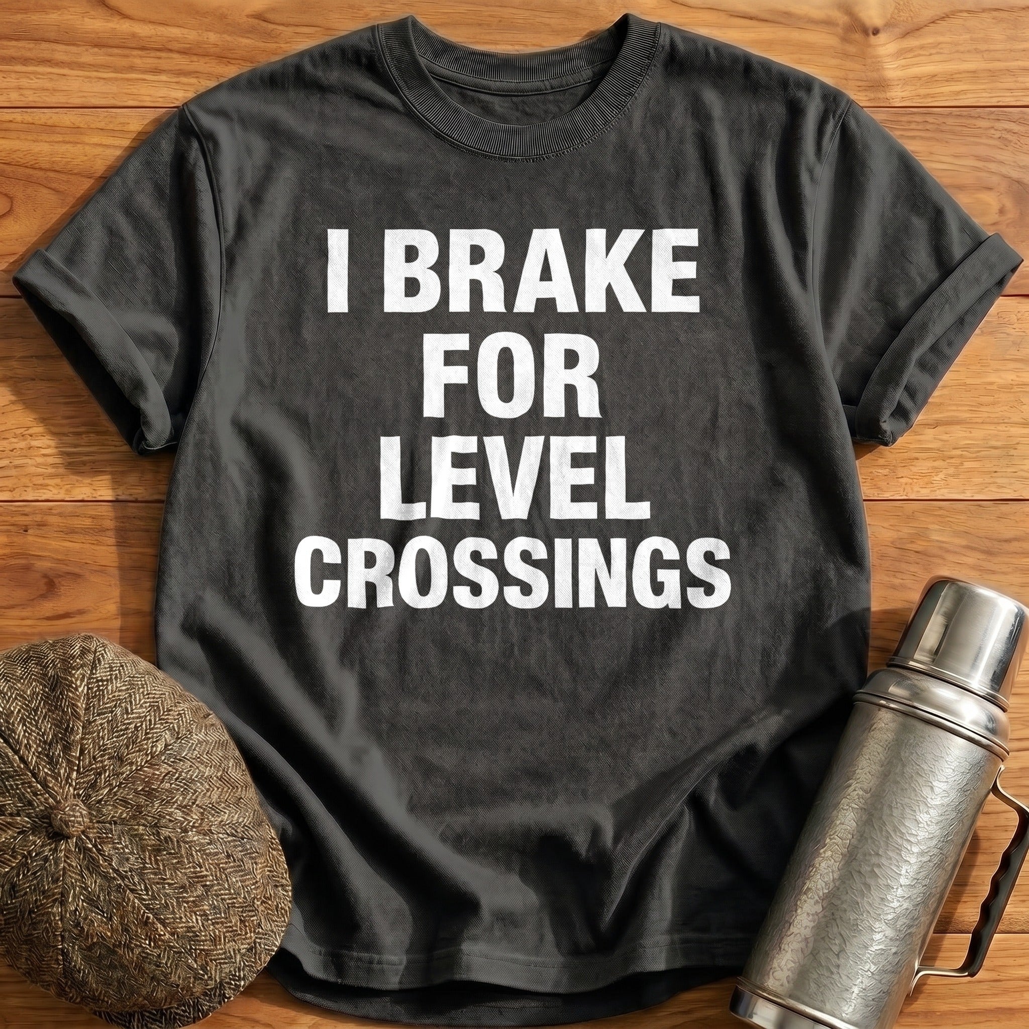 I Brake for Level Crossings T-Shirt - Charcoal