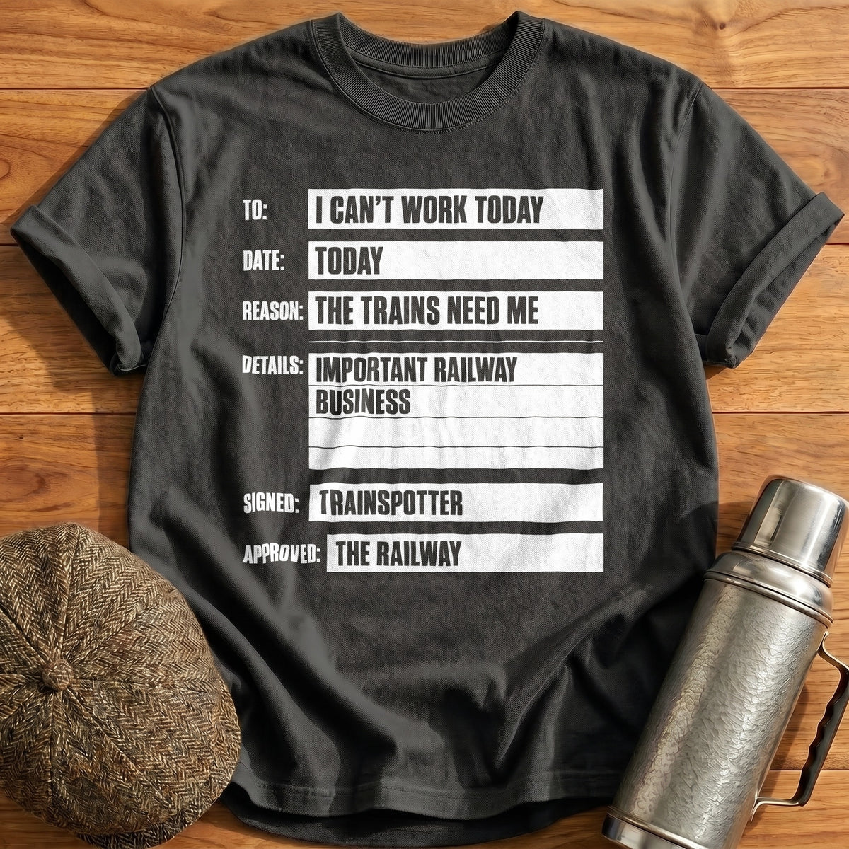 I Can't Work Today The Trains Need Me 70 T-Shirt - Charcoal