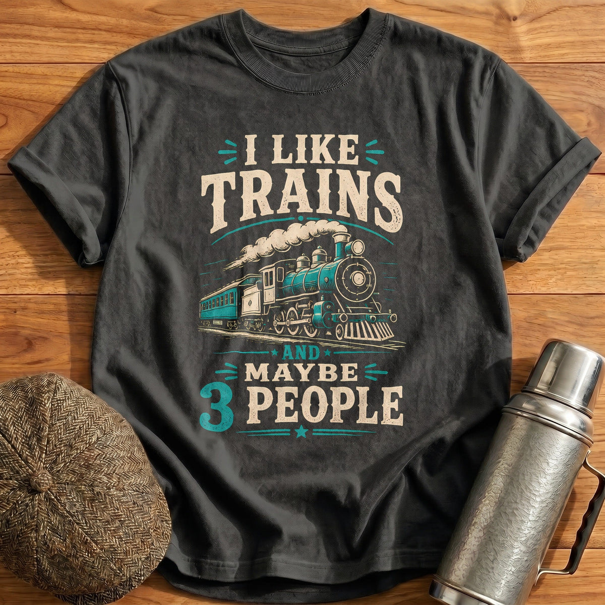I Like Trains 38 Kids T-Shirt - Charcoal