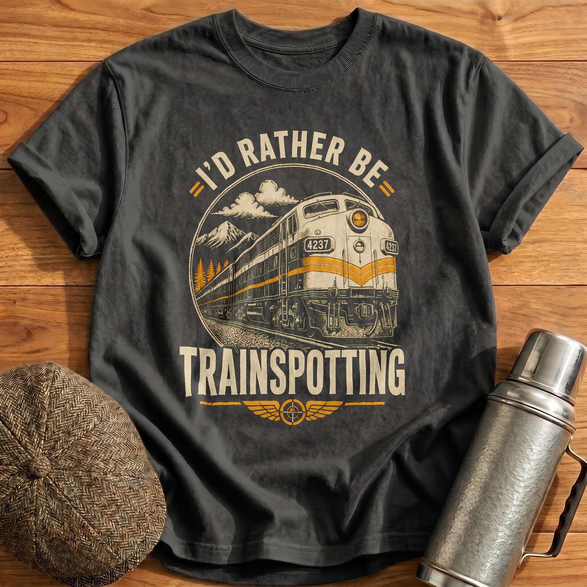 I'd Rather Be Trainspotting T-Shirt - Charcoal