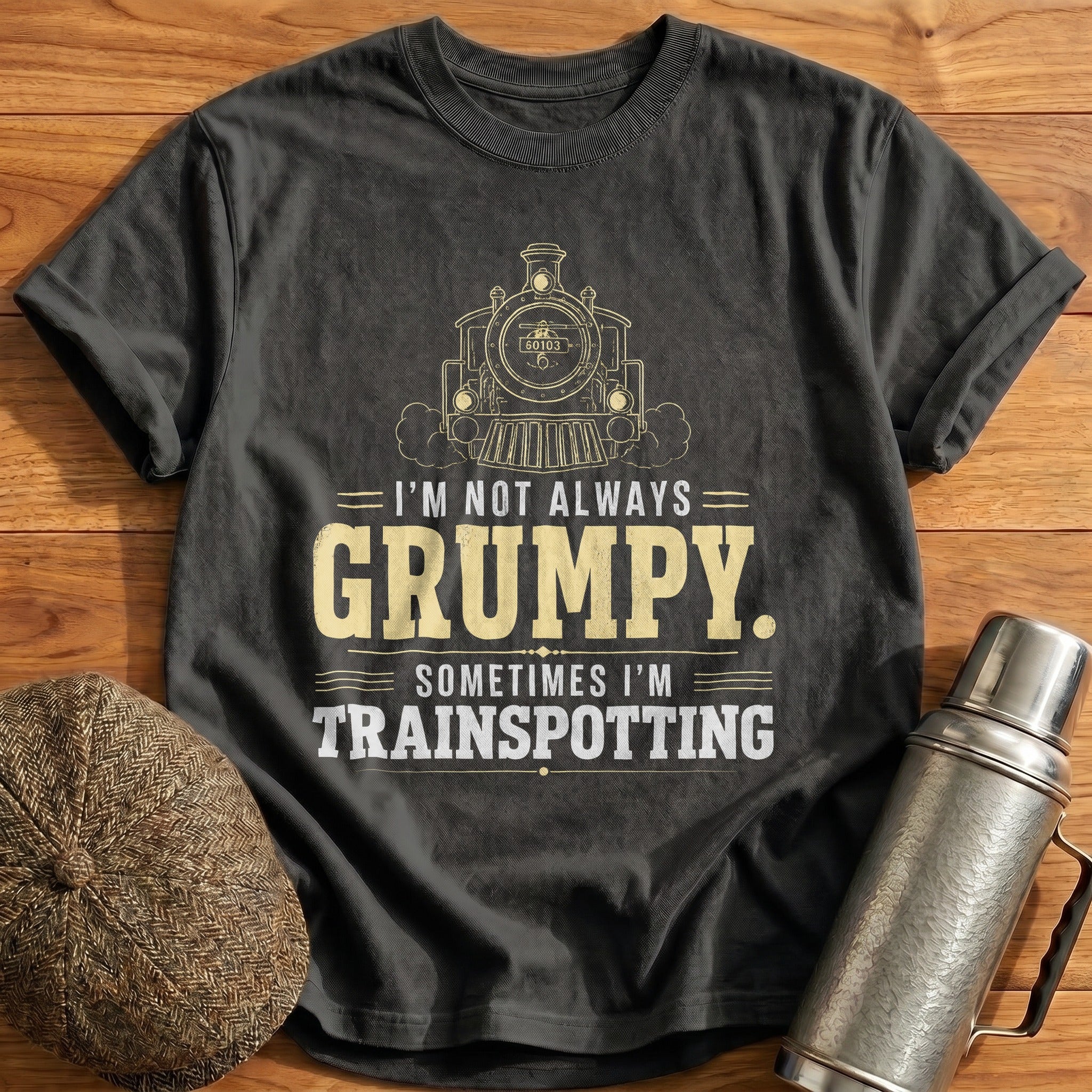 I'm Not Always Grumpy Sometimes I'm Trainspotting T-Shirt - Charcoal