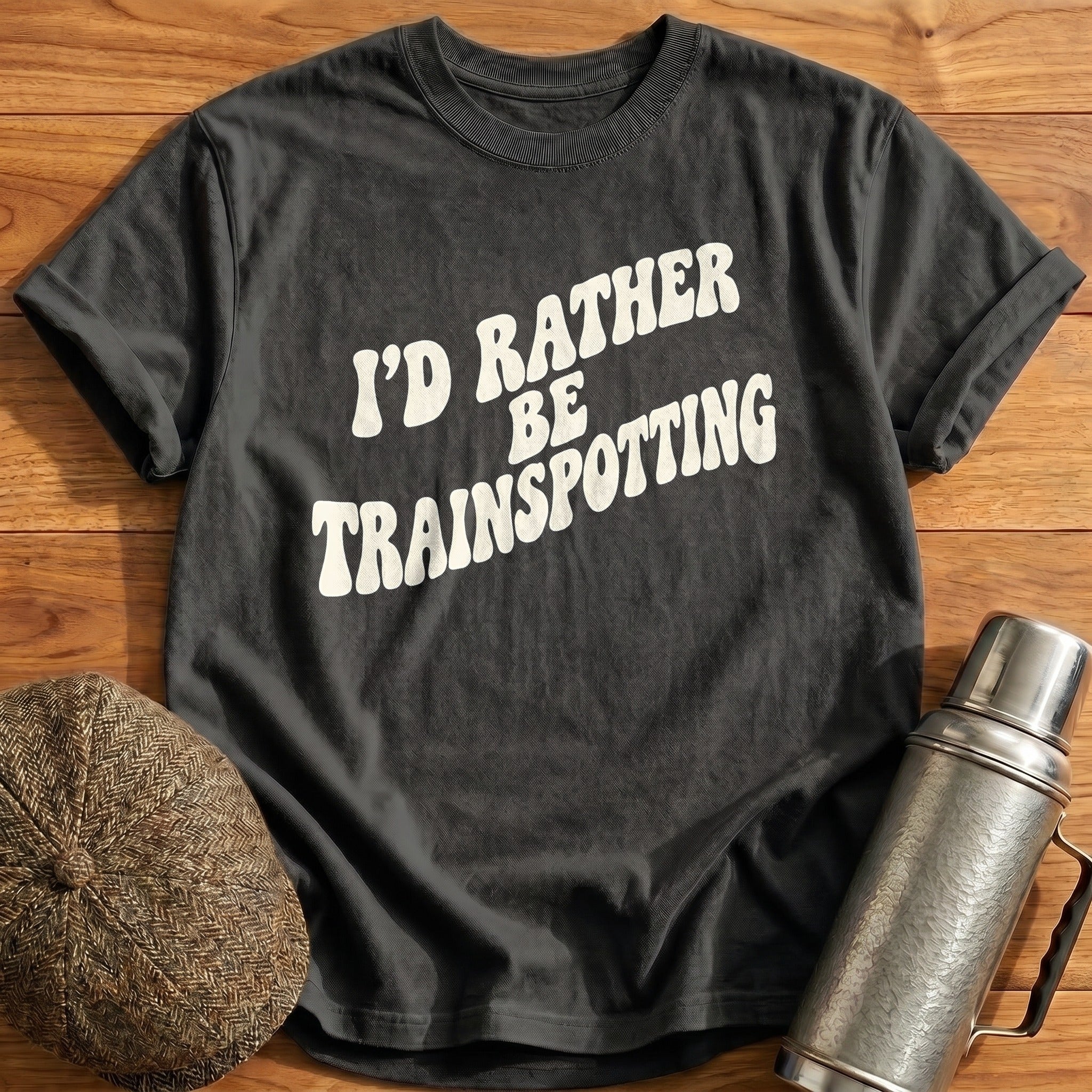 Id Rather Be Trainspotting 44 T-Shirt - Charcoal