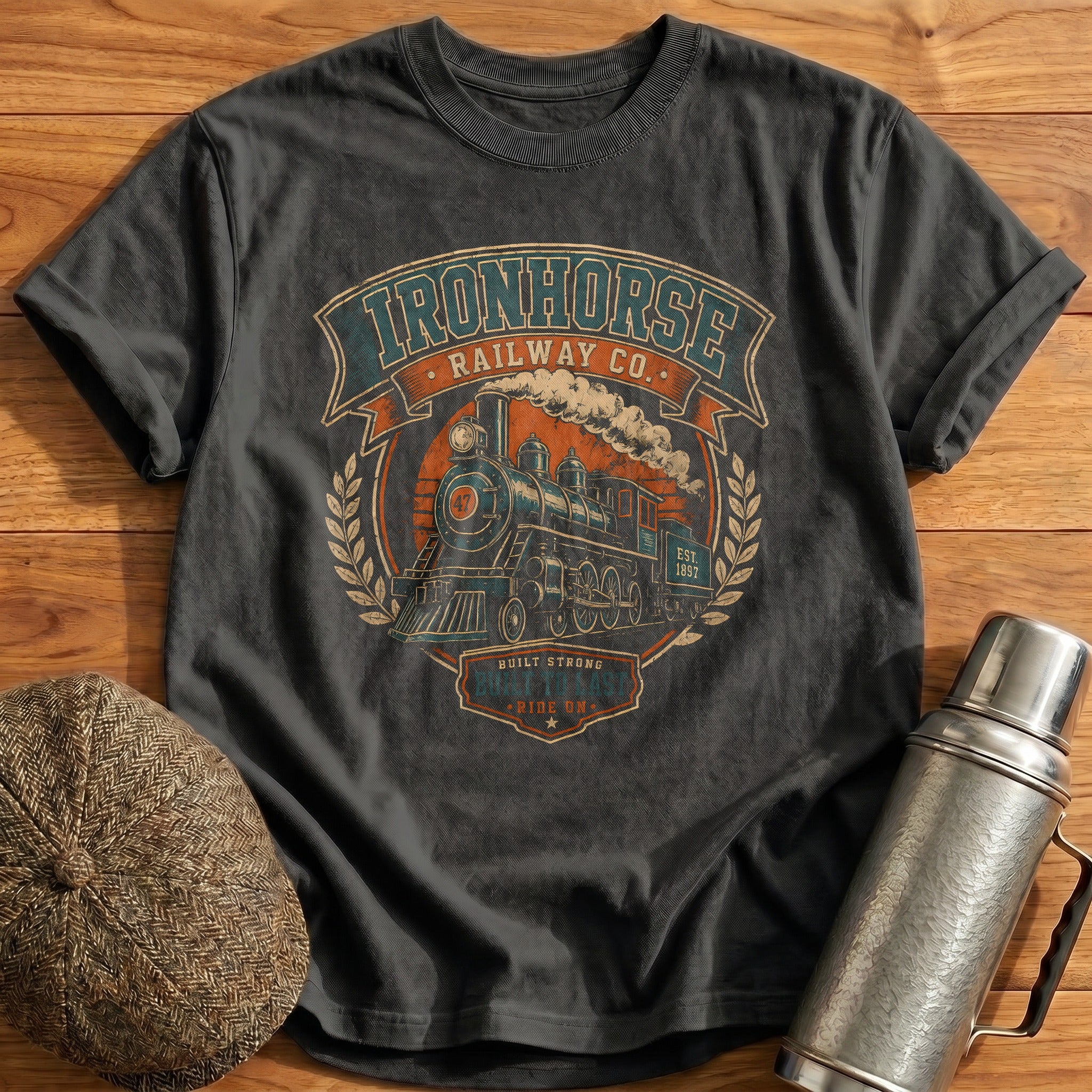 Ironhorse Railway Co Built Strong Built To Ride On - Charcoal
