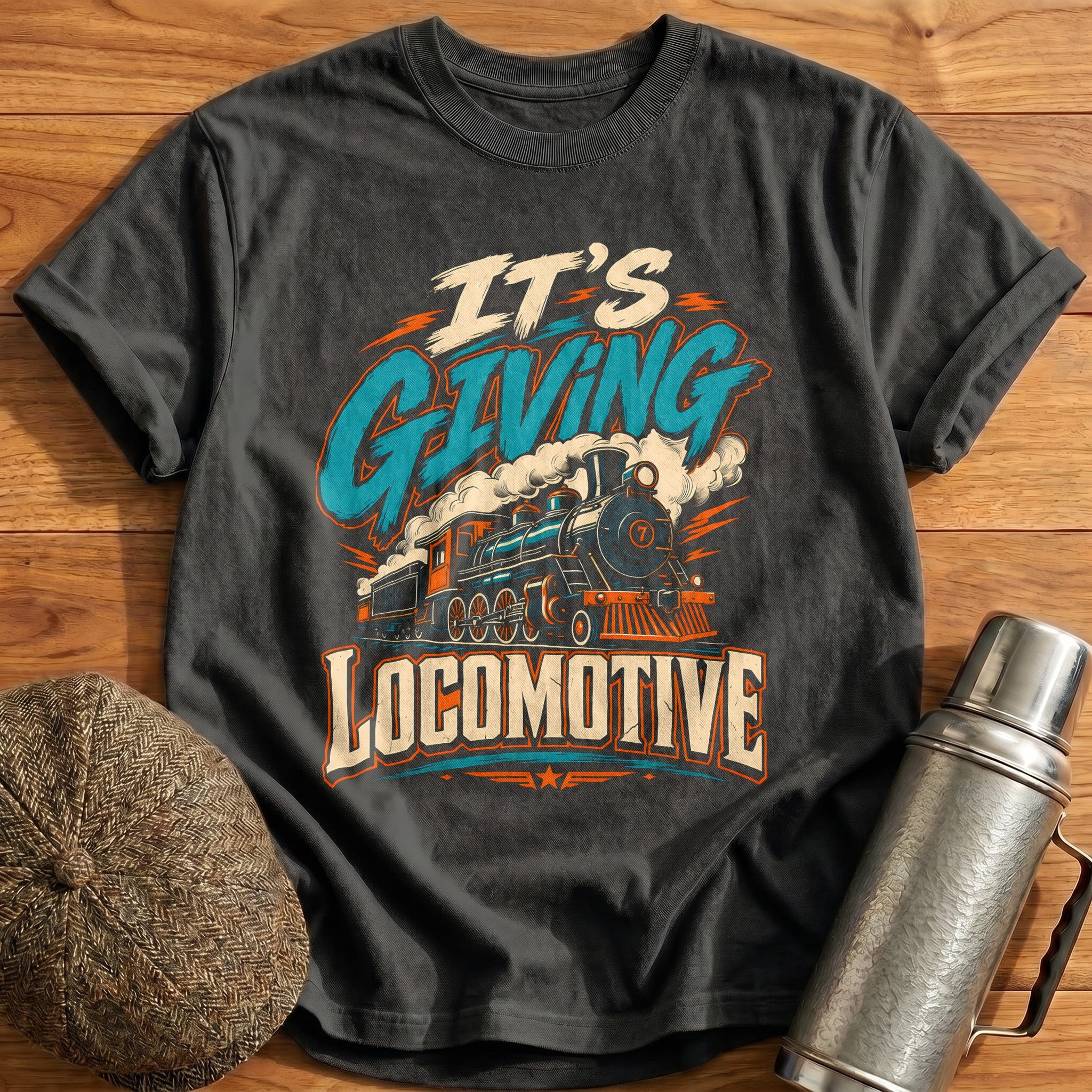 Its Giving Locomotive Train Enthusiast Vintage - Charcoal