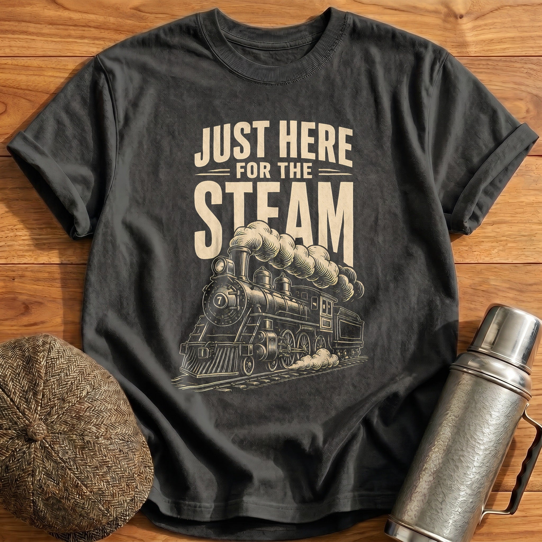 Just Here For The Steam Train Enthusiast - Charcoal