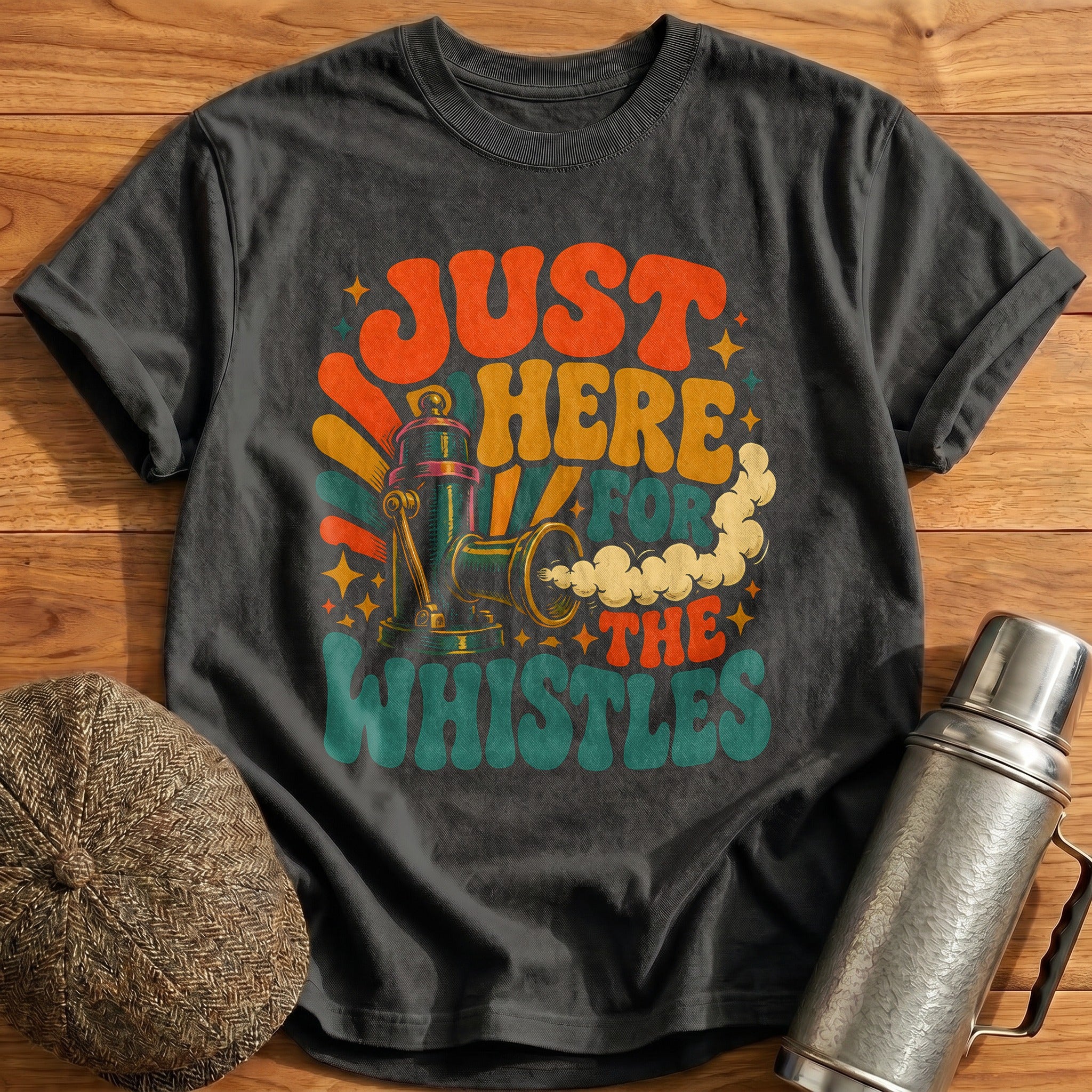 Just Here For The Whistles Train Conductor Funny - Charcoal