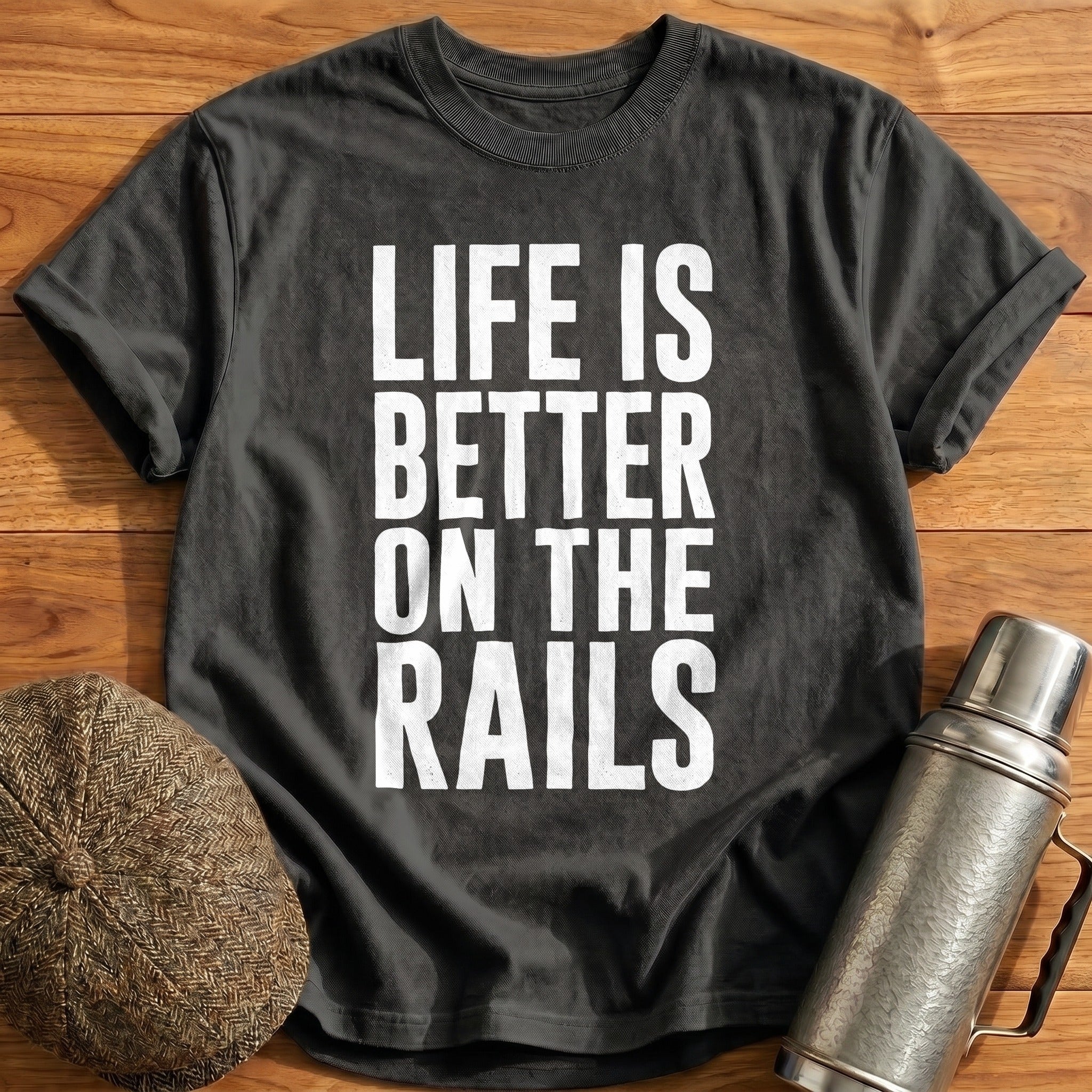 Life Better Rails 42 T-Shirt - Charcoal
