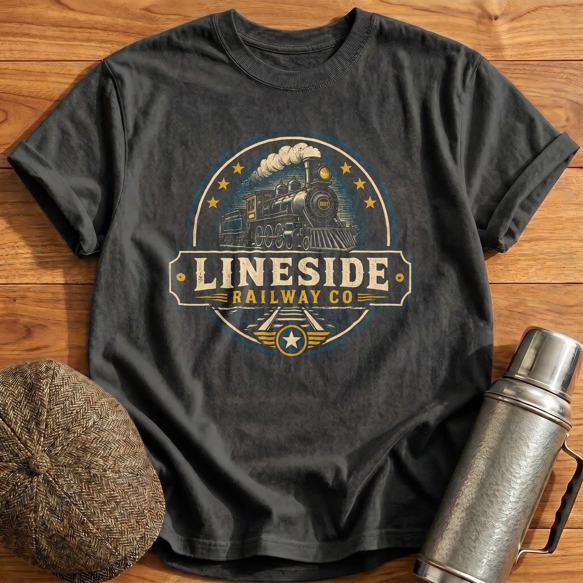 Lineside Railway Co Train Enthusiast Vintage - Charcoal