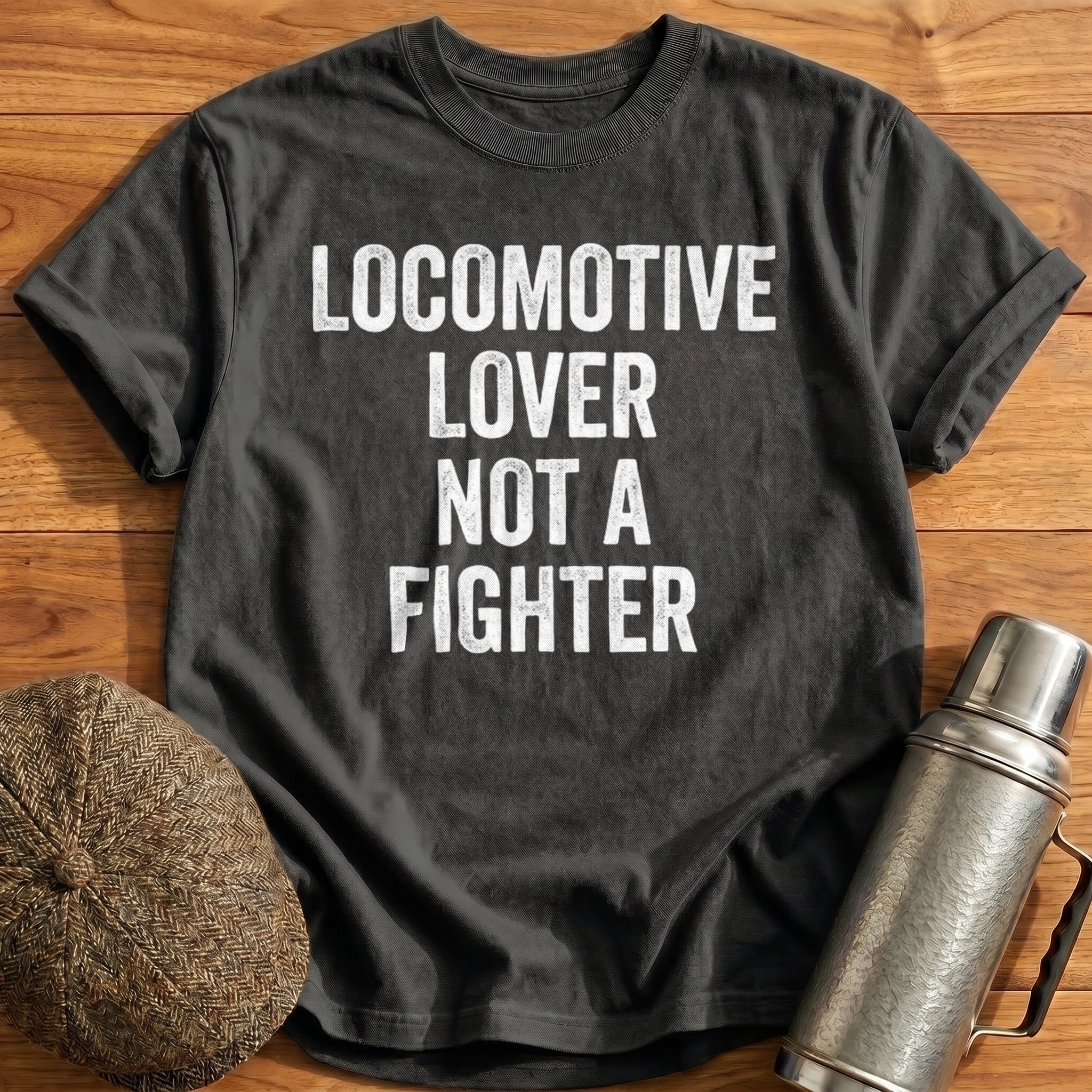Locomotive Lover Not A Fighter T-Shirt - Charcoal