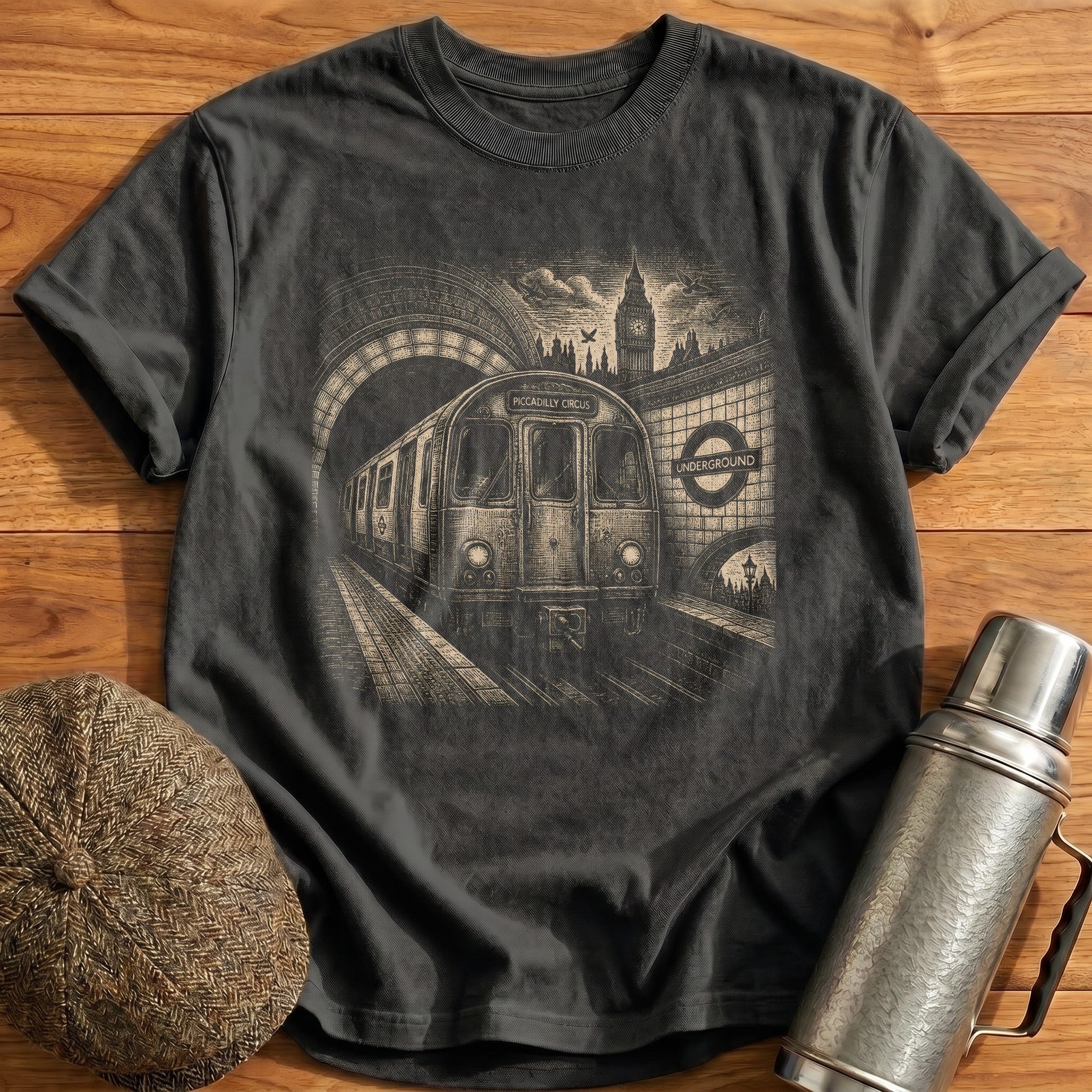 London Underground Tube Train T-Shirt - Charcoal