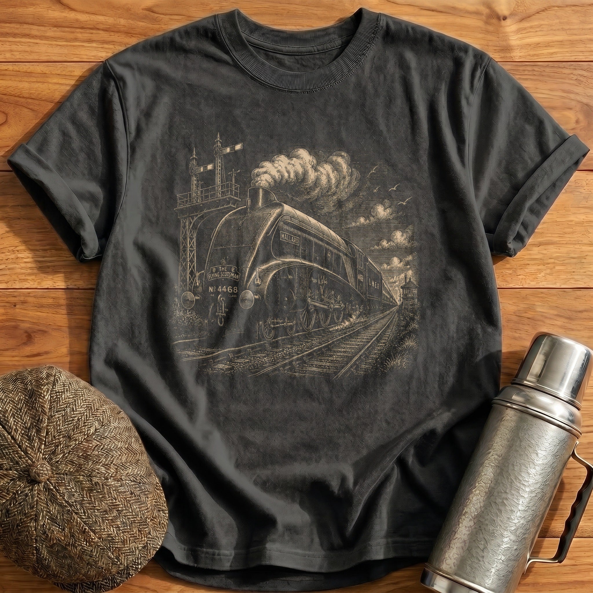 Mallard LNER A4 Streamlined Pacific T-Shirt - Charcoal