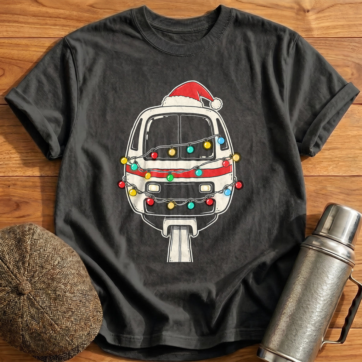 Monorail Christmas Lights 38 T-Shirt - Charcoal